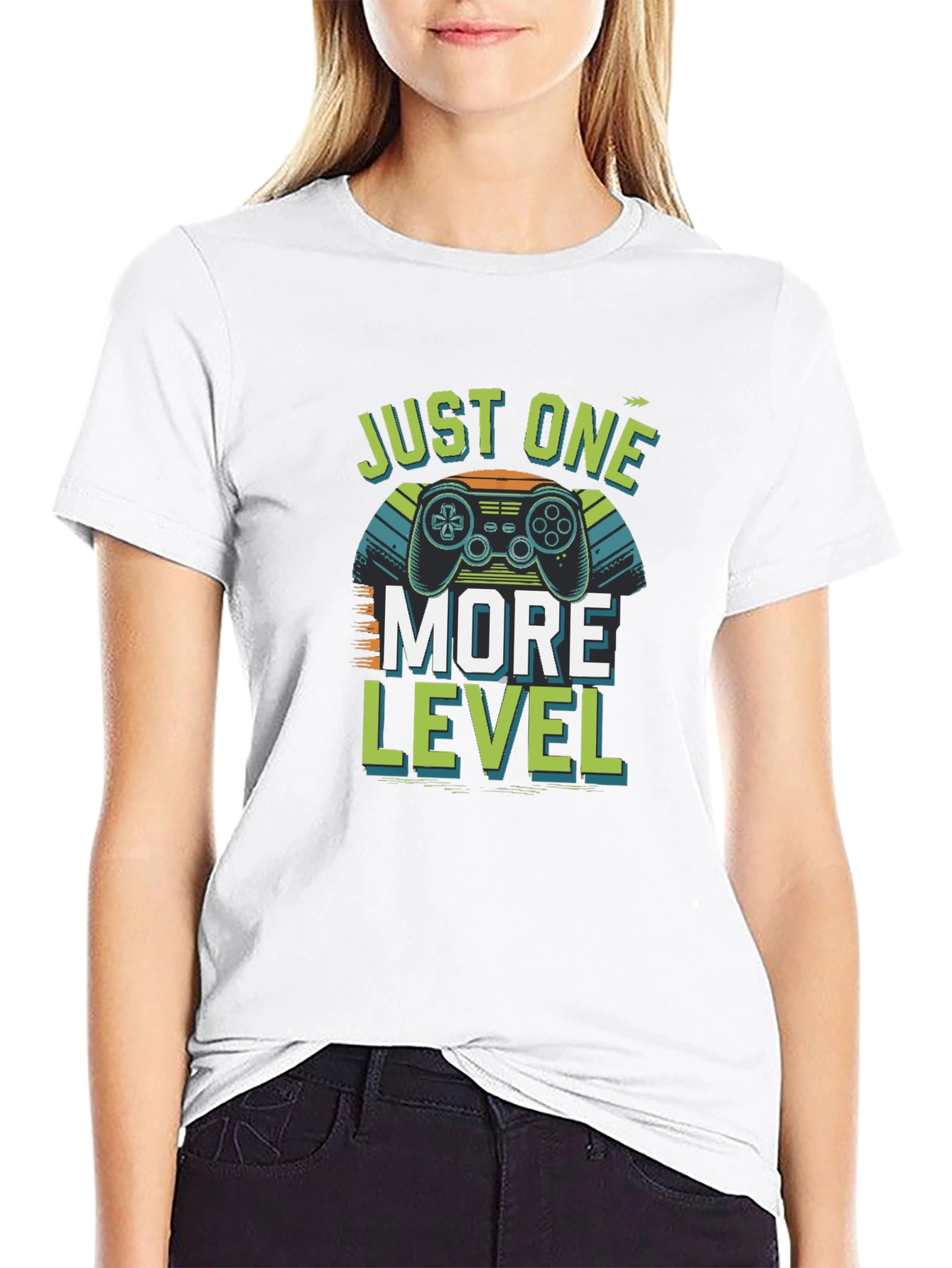 Black Just One More Level Gamer T-Shirt - Black Cotton view 9
