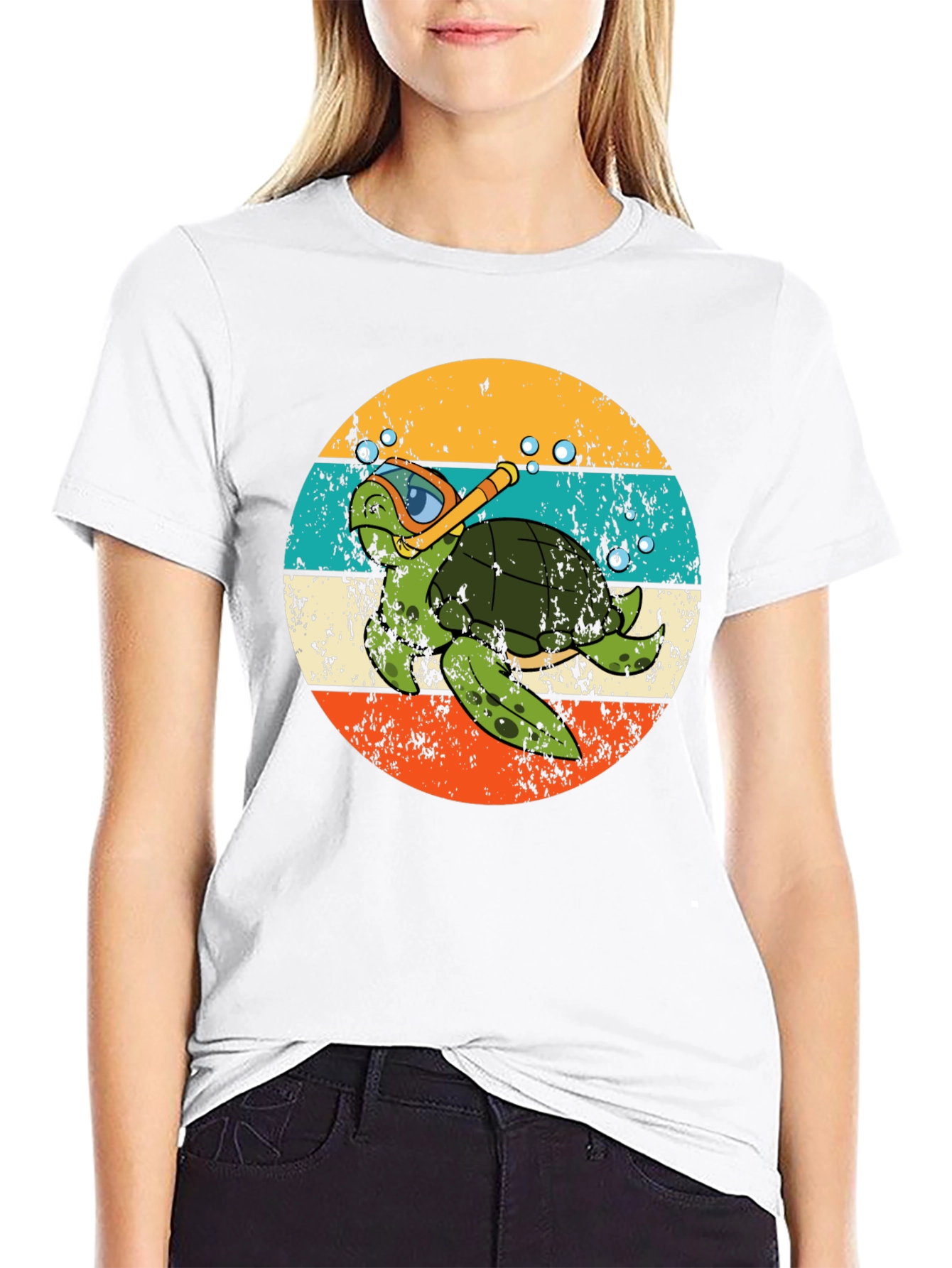 Diving Turtle Graphic Tee - Vintage Style - 9