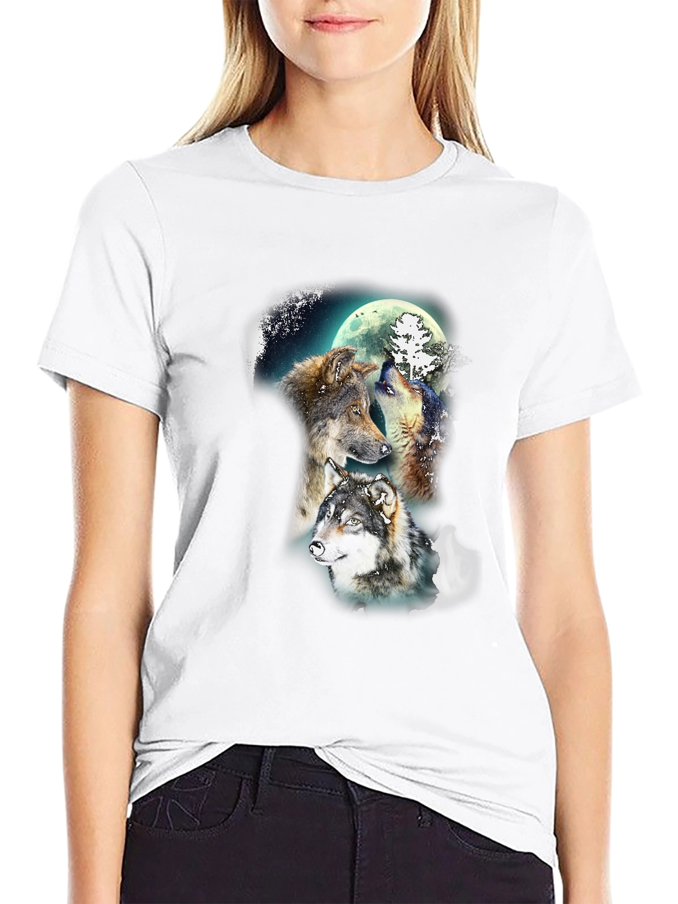 Black Wolf Moon T-Shirt - Men's Graphic Tee view 9