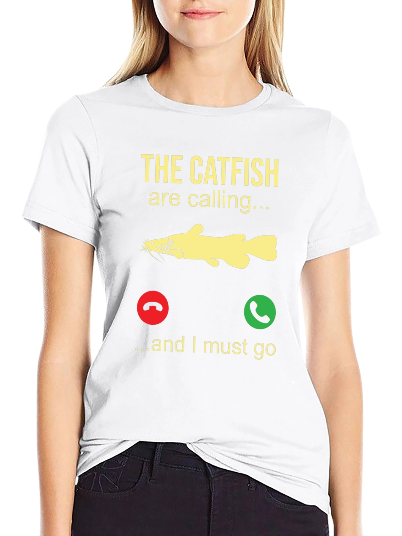 Black Catfish Calling T-Shirt - Fishing Humor Tee view 9
