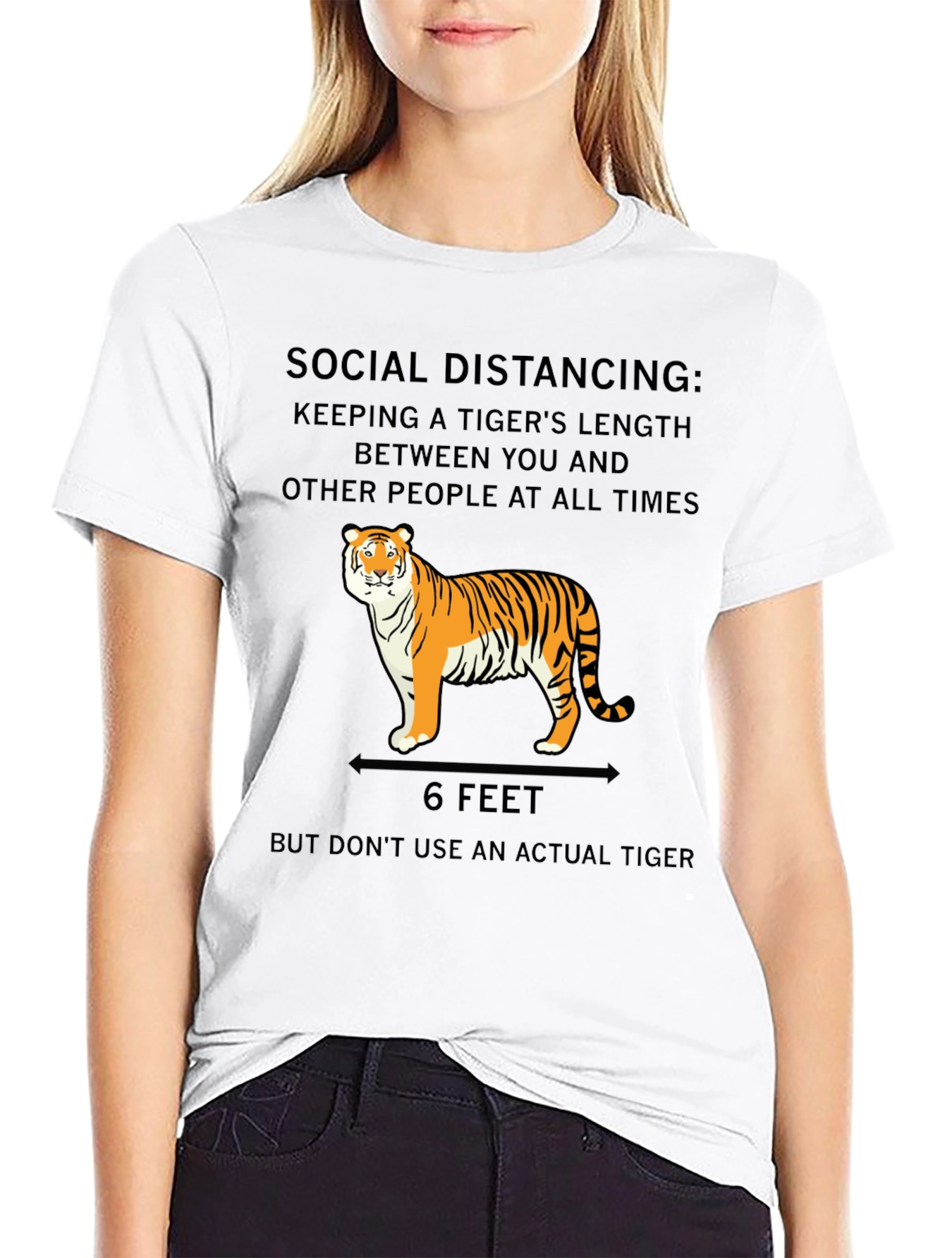 Black Social Distancing Tiger T-Shirt view 9