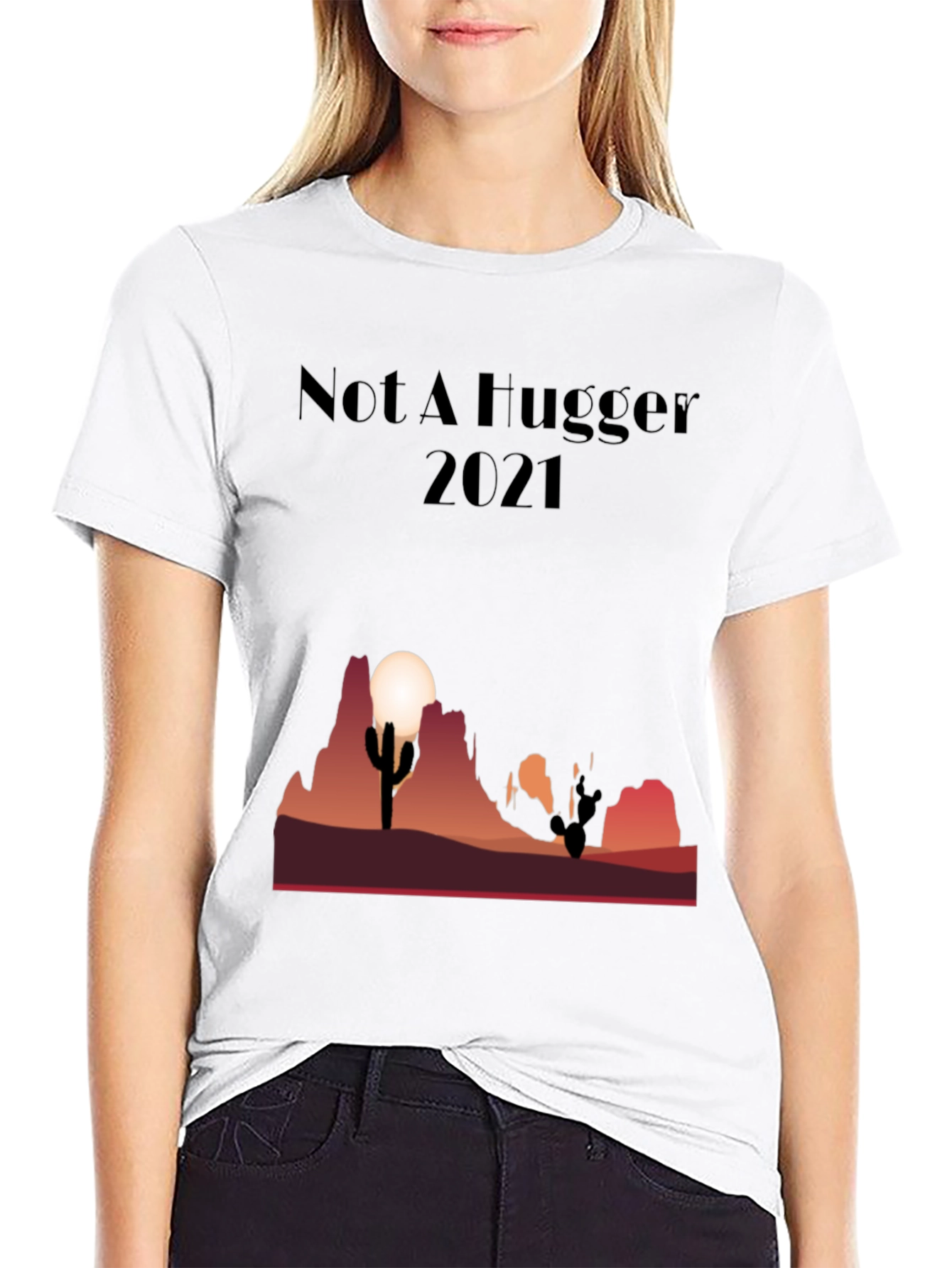 Black Not A Hugger Cactus Desert Graphic Tee view 9