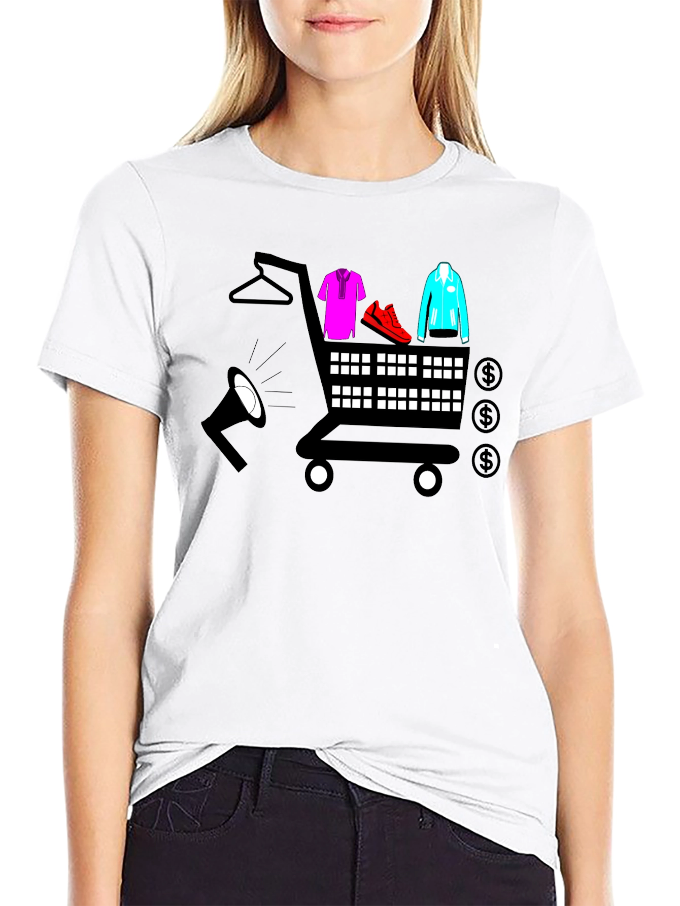 Black Shopping Cart T-Shirt - Black Novelty Tee view 9