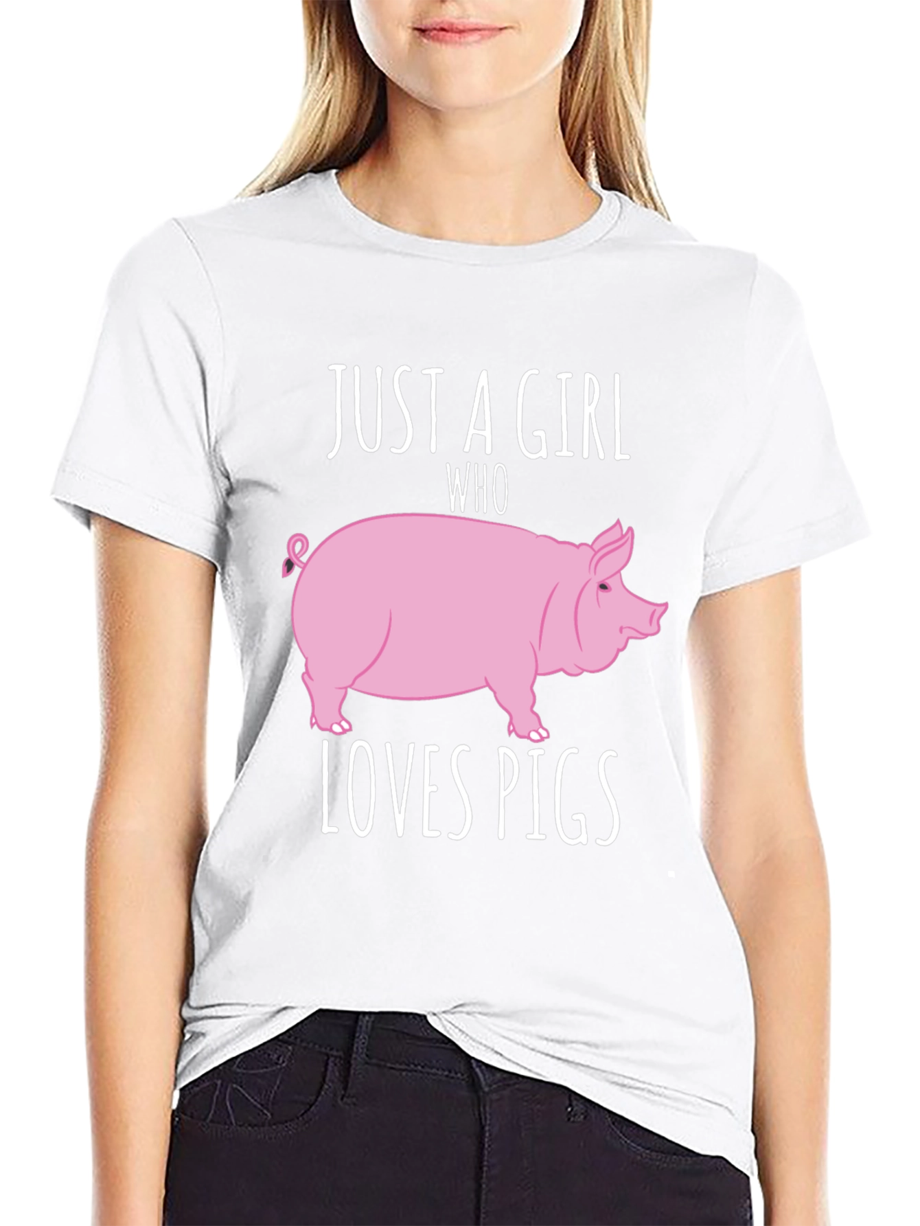 Black Just A Girl Who Loves Pigs T-Shirt view 9