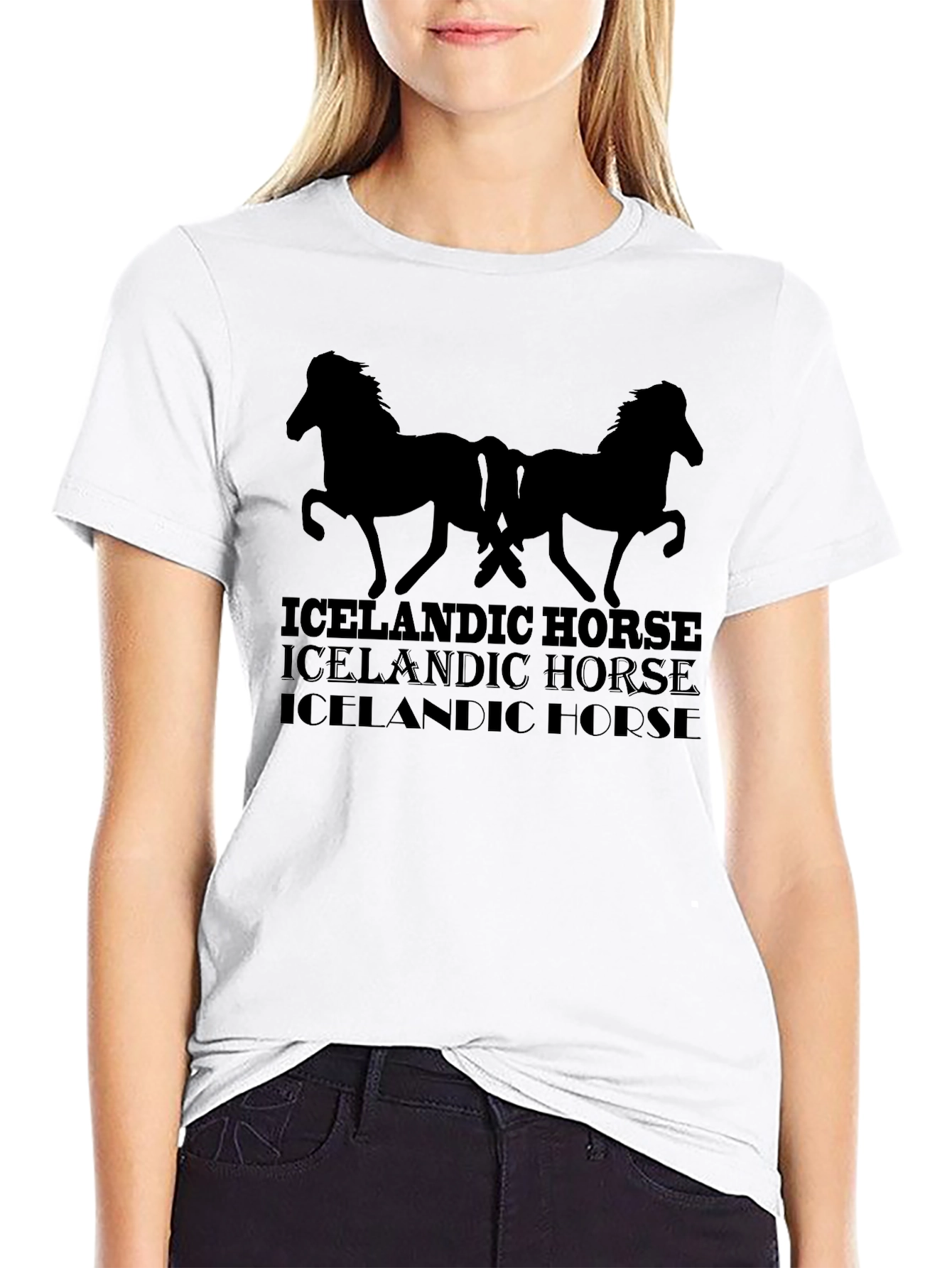 Black Icelandic Horse Graphic Tee - Men's Black T-Shirt view 9