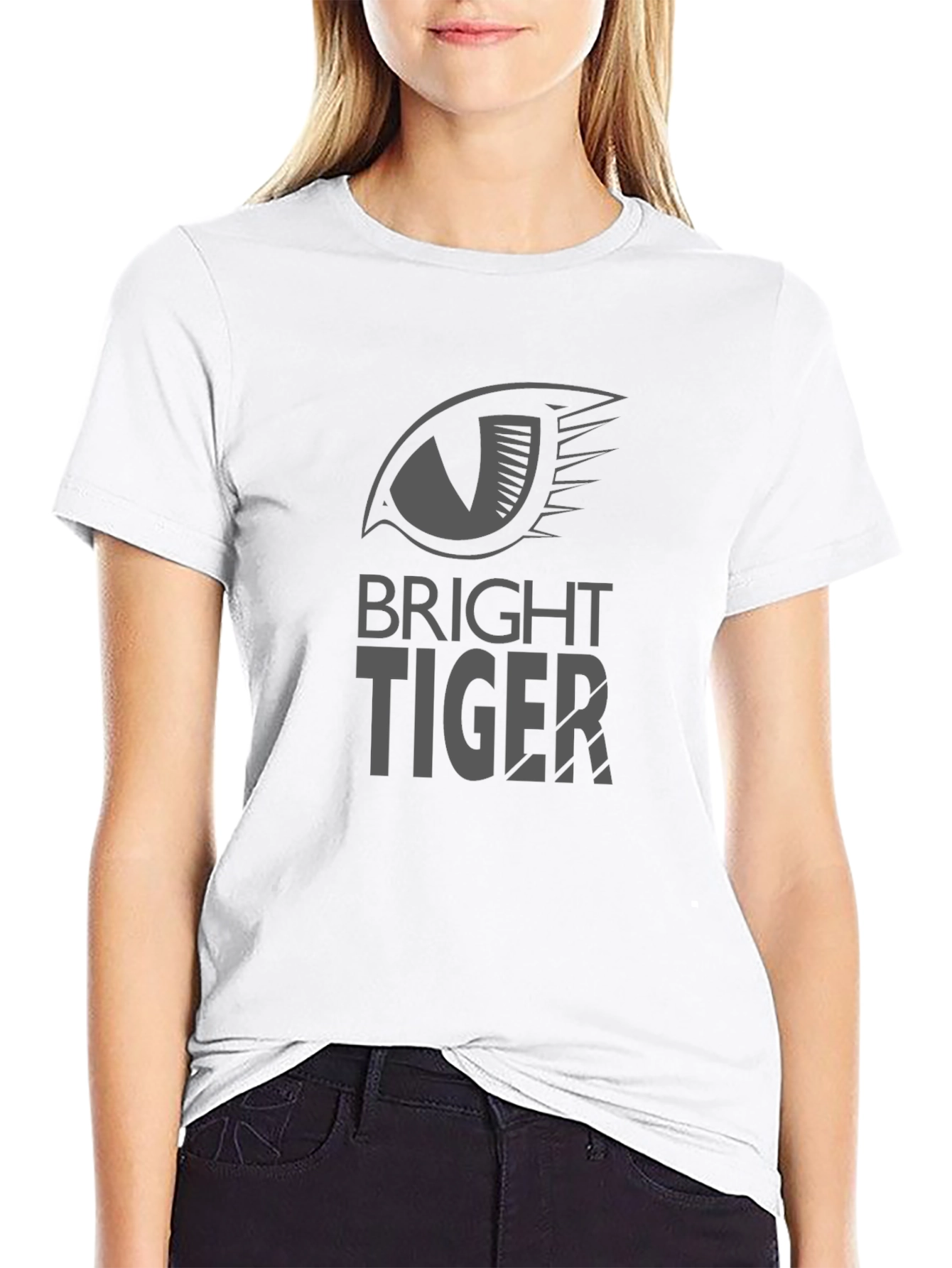Black Bright Tiger Graphic Tee - Modern Black T-Shirt view 9