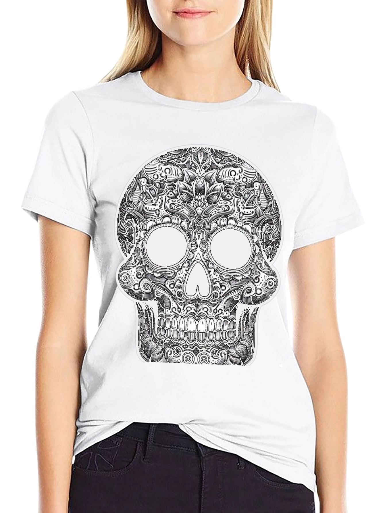 Sugar Skull Graphic Black T-Shirt - 9