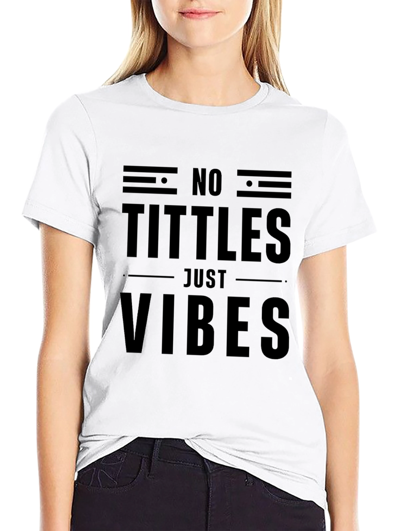 Black No Tittles Just Vibes Black Graphic Tee view 9