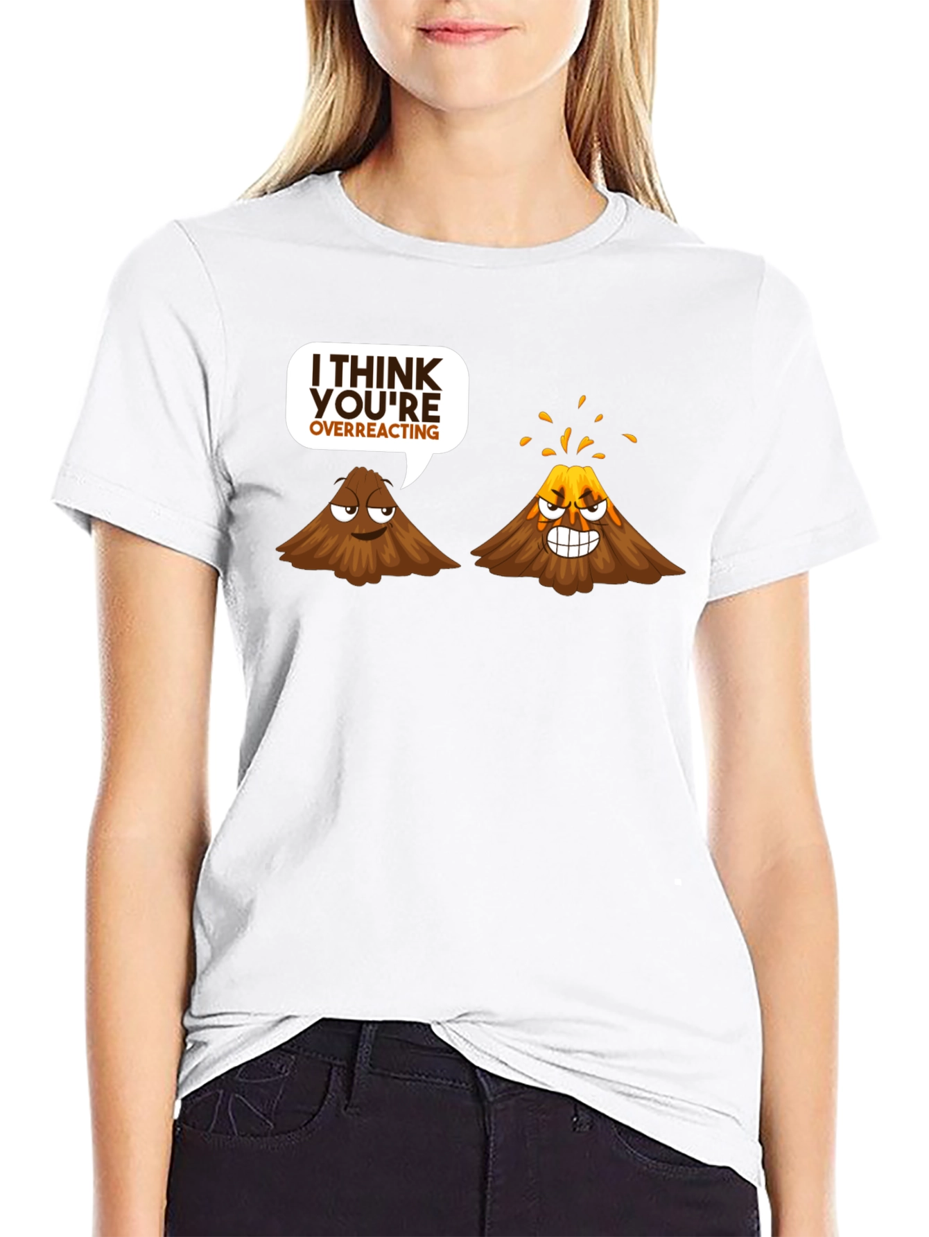 Black Volcano Overreacting Funny Black T-Shirt view 9
