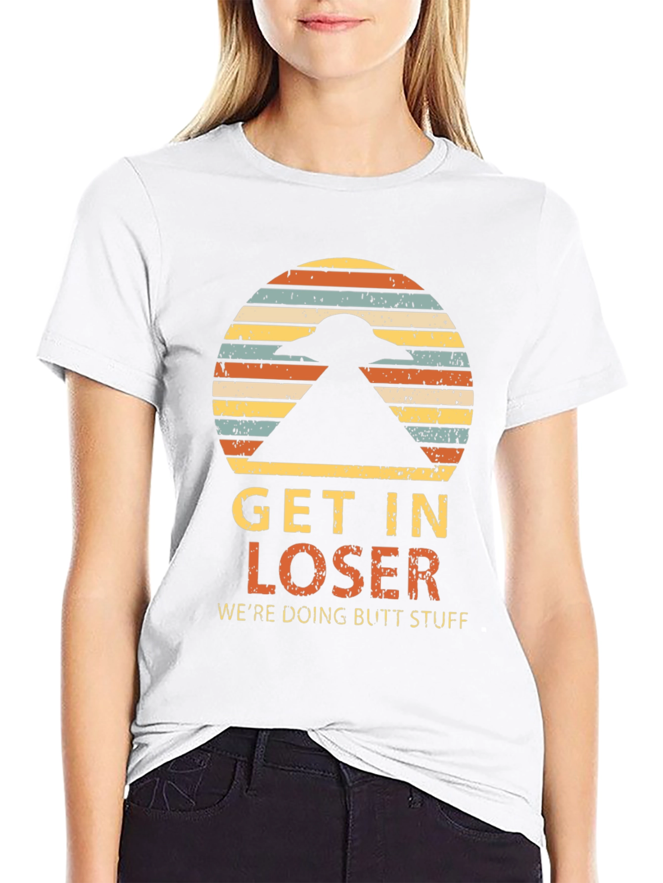 Black Get In Loser Alien T-Shirt view 9