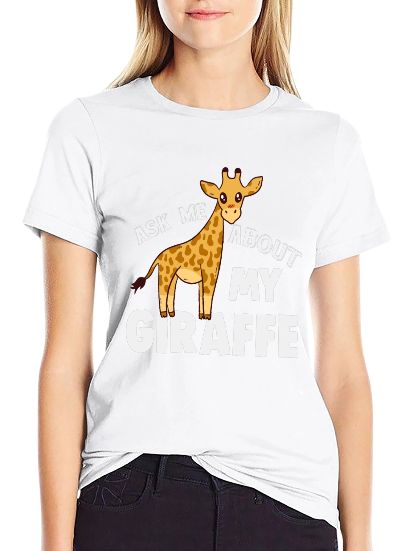 Black Ask Me About My Giraffe Graphic Tee view 9