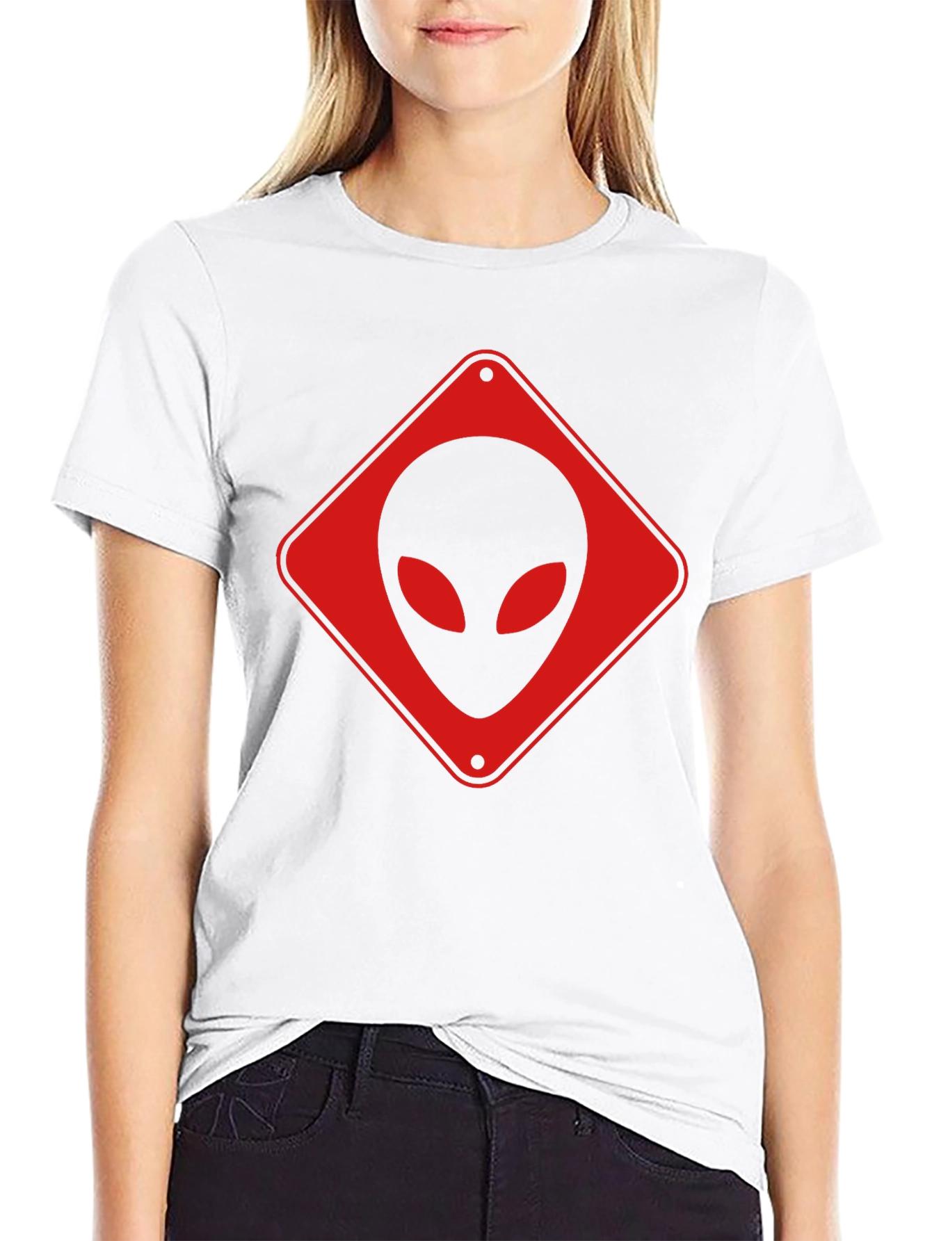 Black Alien Crossing Black T-Shirt view 9