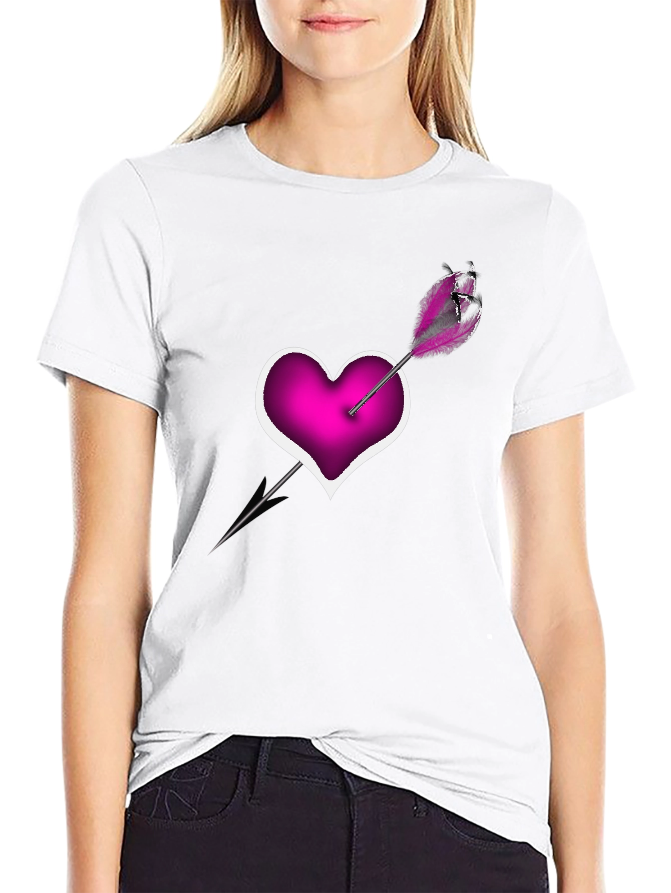 Black Heart Arrow T-Shirt - Modern Graphic Tee view 9