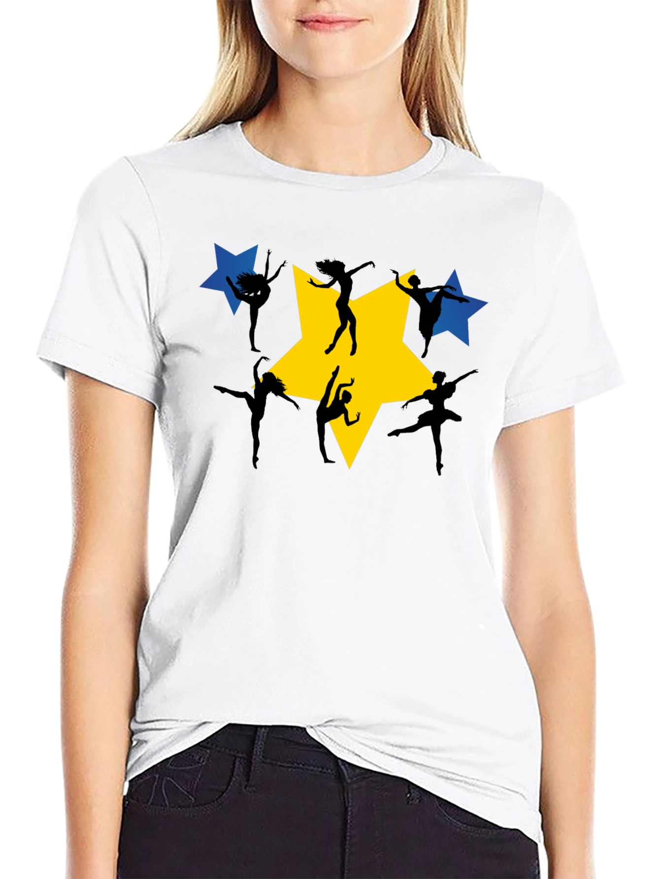 Black Dance Star Graphic Tee - Black Cotton T-Shirt view 9