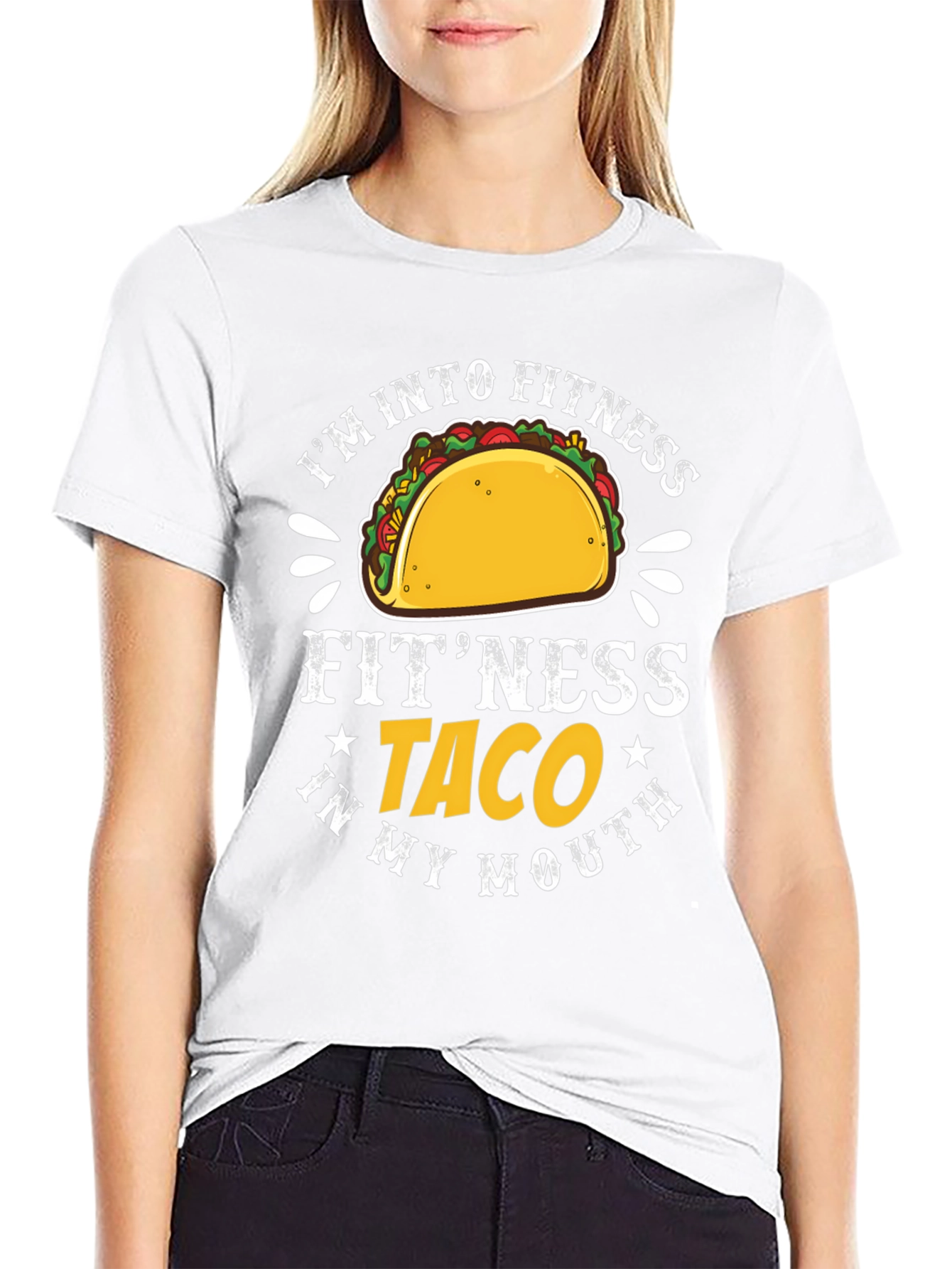 Black Fitness Taco Graphic T-Shirt - Humorous Tee view 9