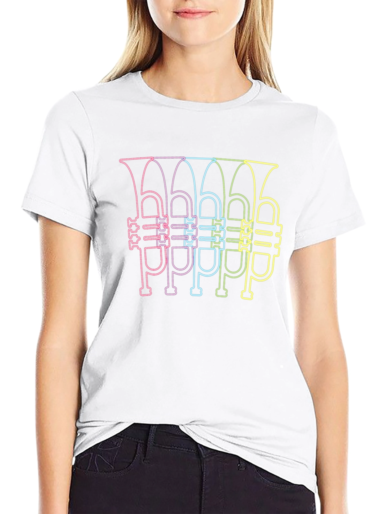 Neon Tuba Line Art Graphic T-Shirt - 9