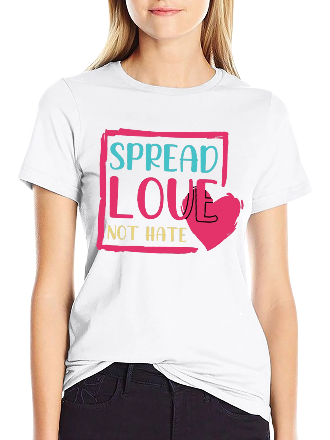 Black Spread Love Not Hate T-Shirt - Positive Message Tee view 9