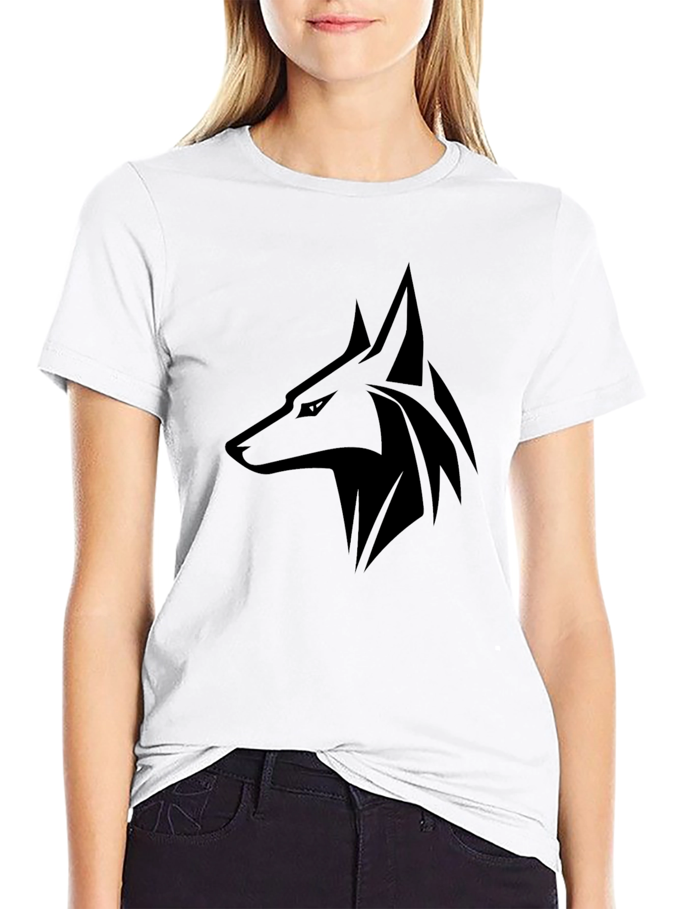 Black Men's Black Wolf Graphic T-Shirt - Casual Short Sleeve Tee view 9