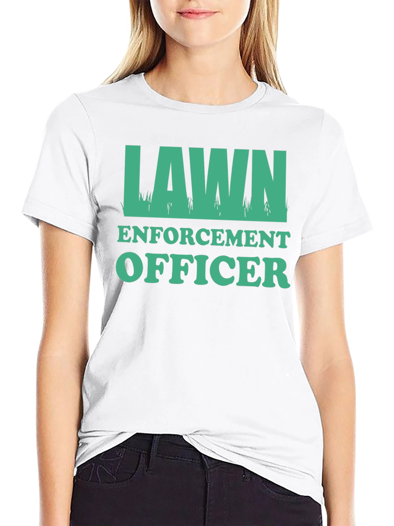 Black Lawn Enforcement Officer Graphic Tee - Black Cotton T-Shirt view 9