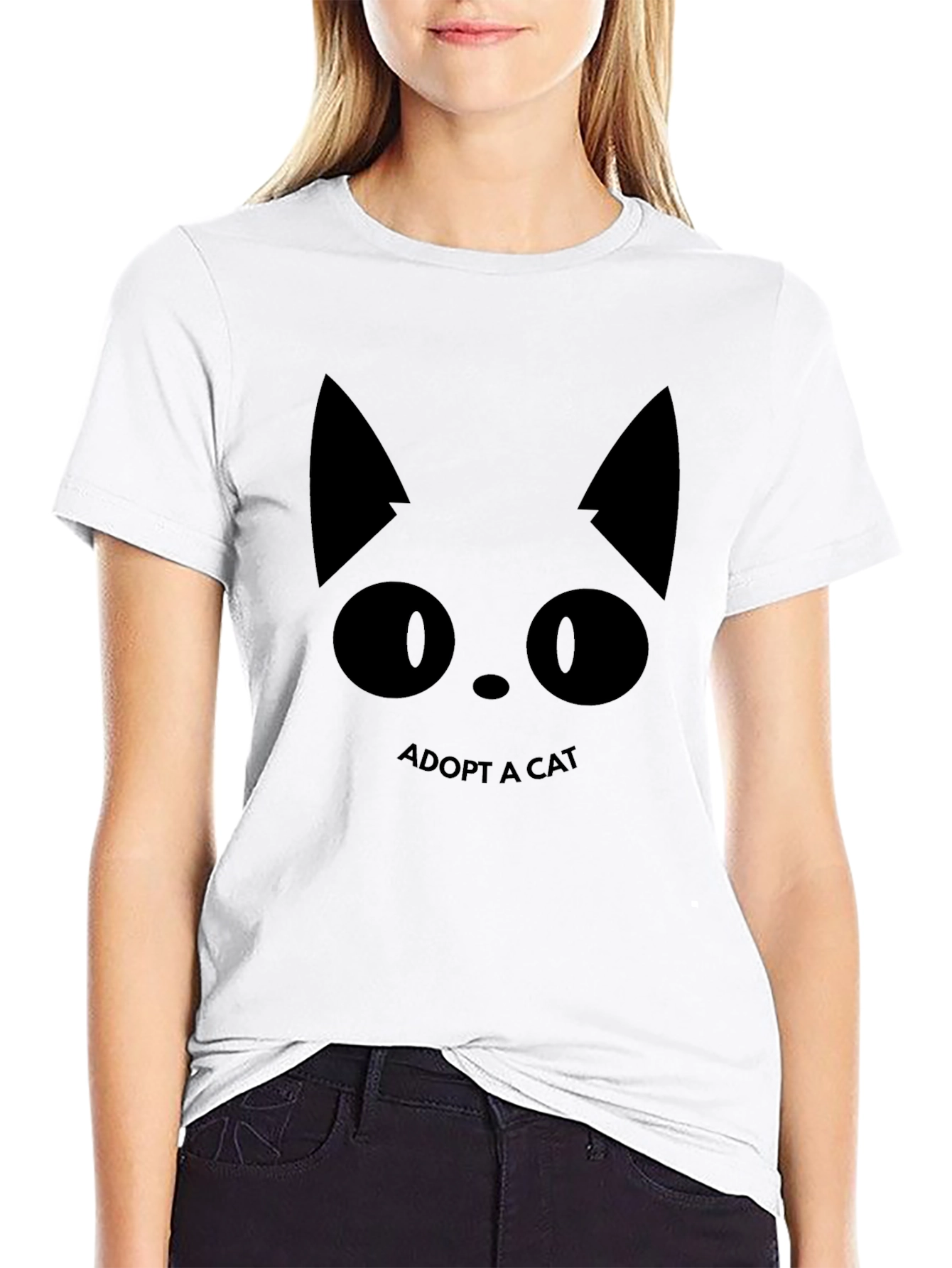 Black Adopt a Cat Black T-Shirt - Animal Lover Tee view 9