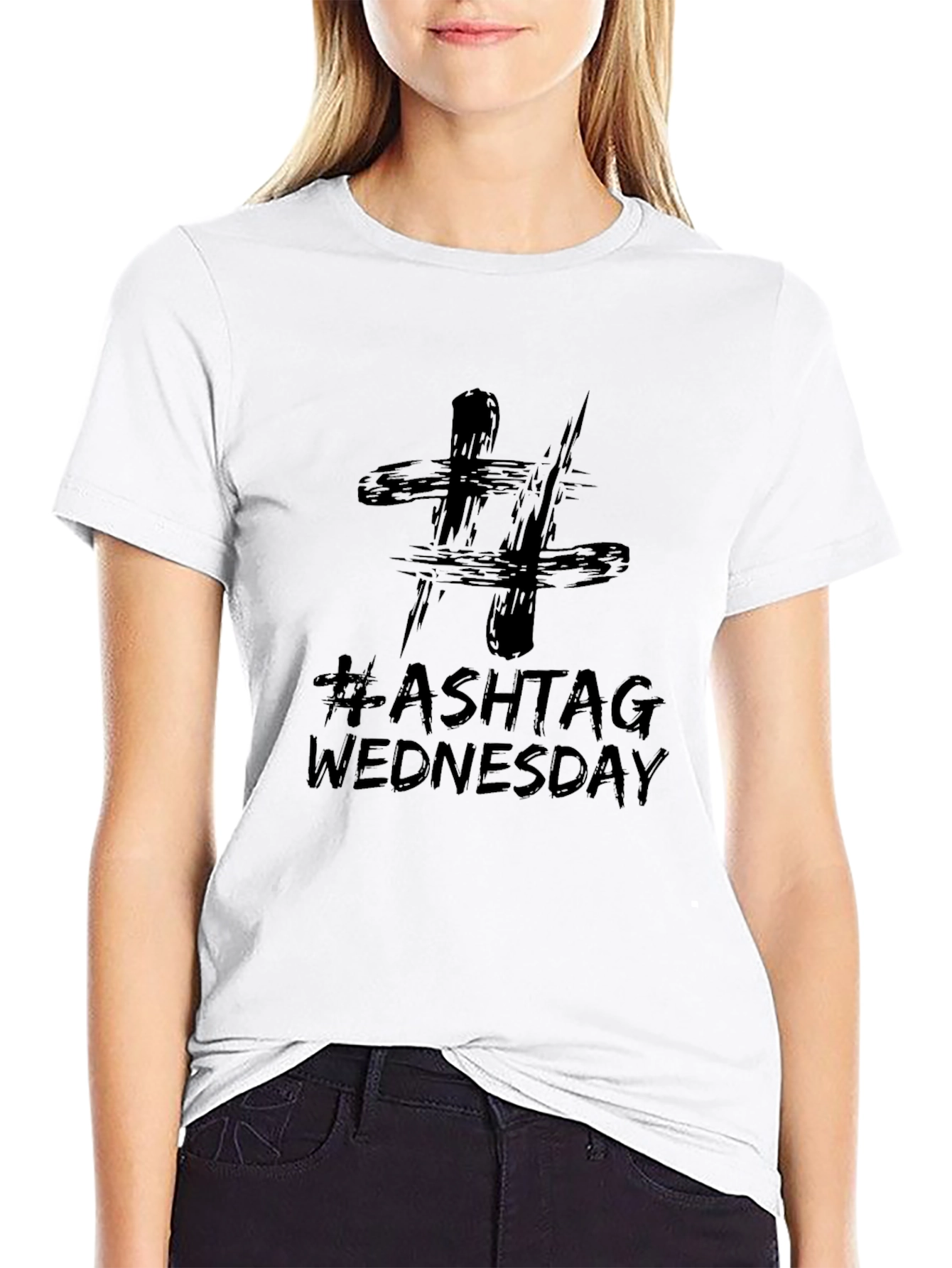 Black Hashtag Wednesday Black T-Shirt view 9