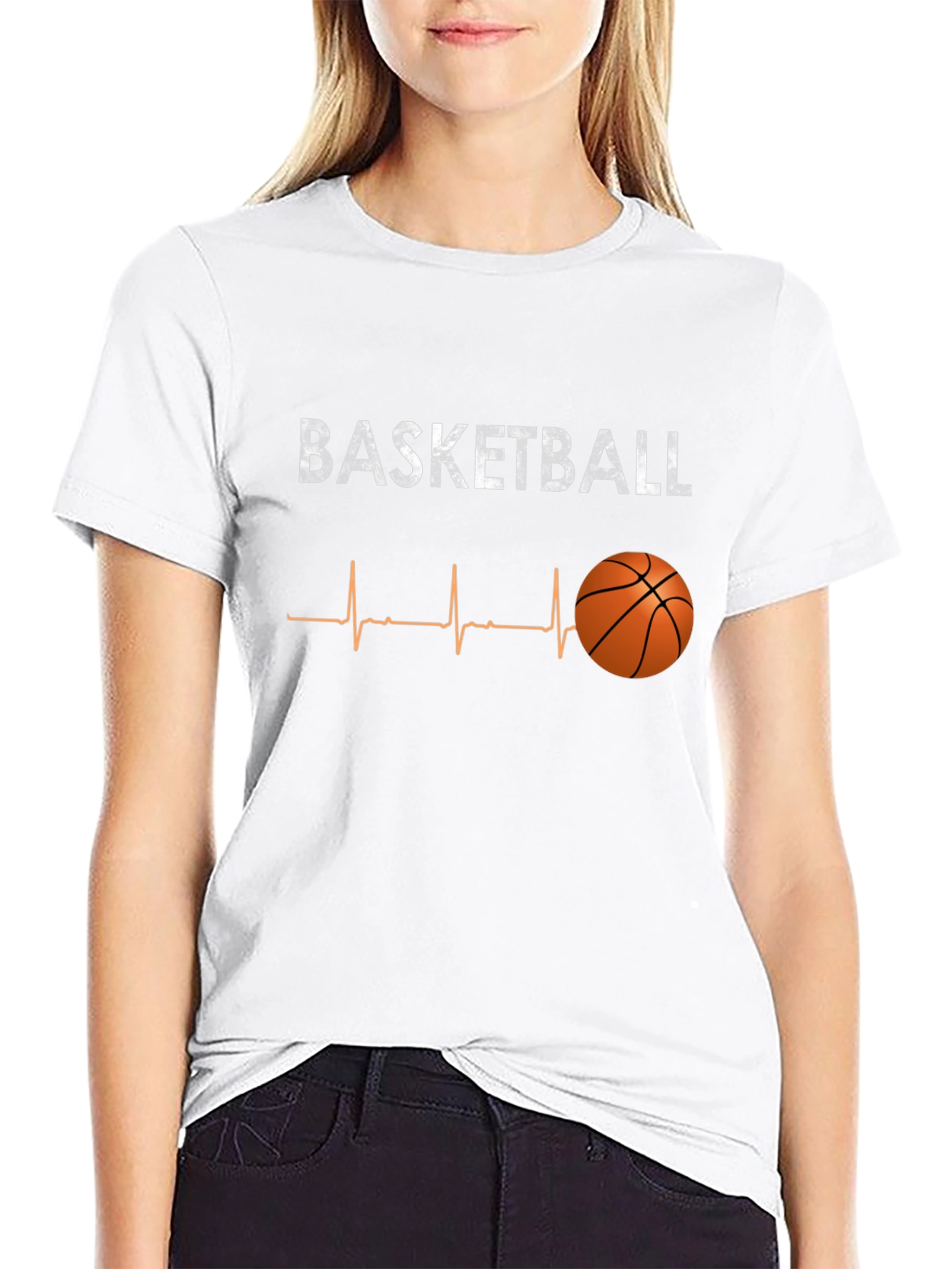 Black Basketball Heartbeat T-Shirt - Black Graphic Tee view 9