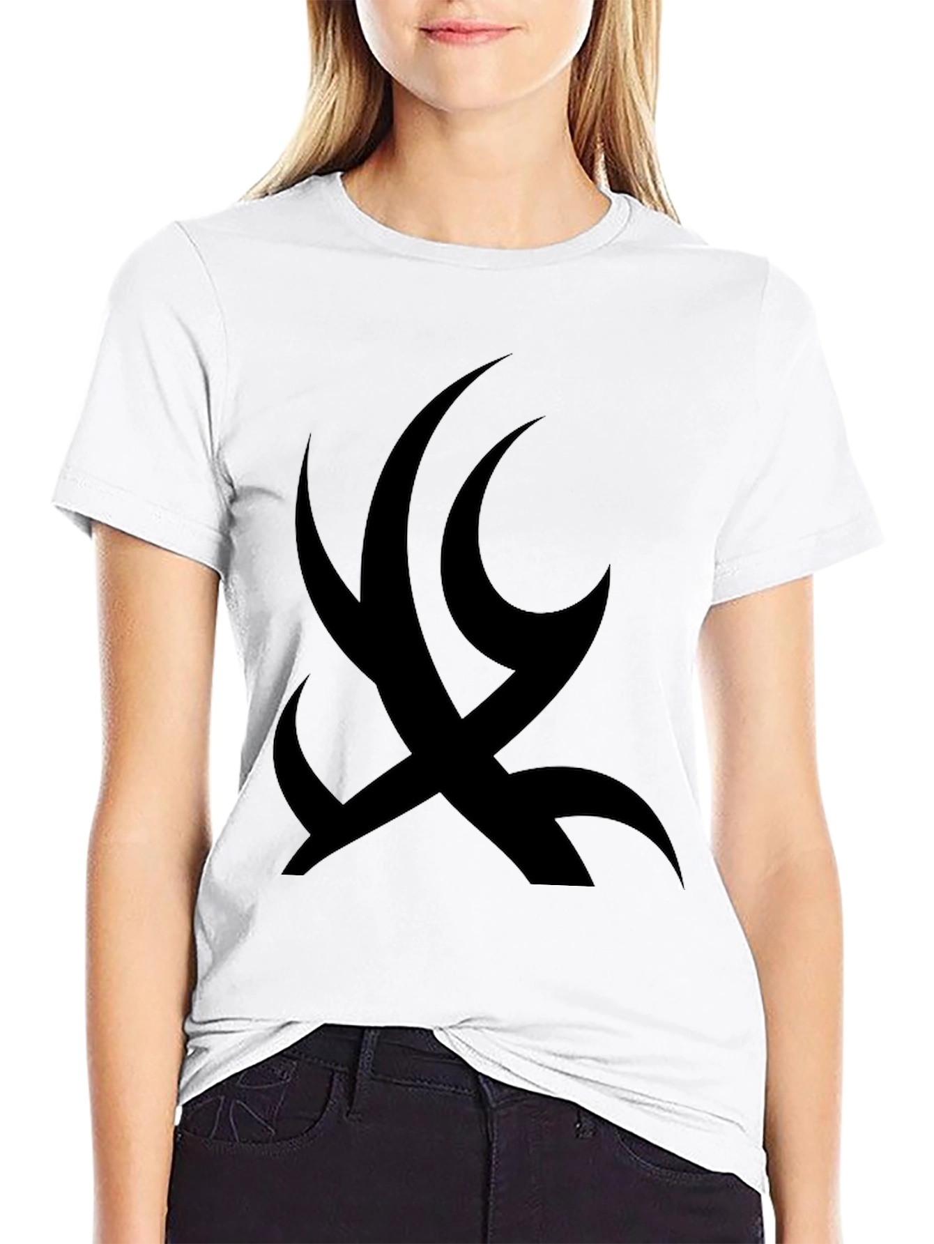 Black Men's Black Tee with Tribal Design view 9