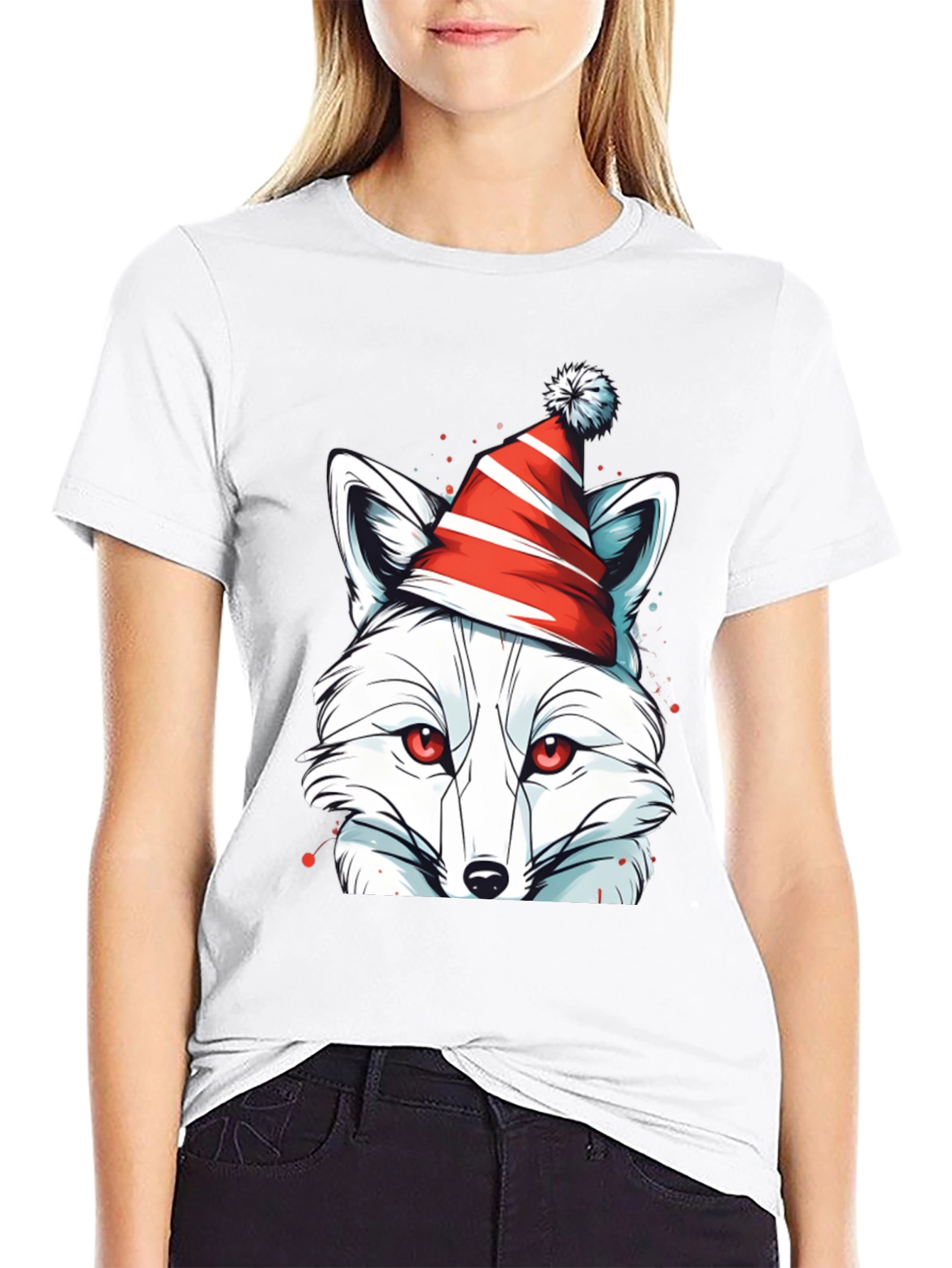 Black Festive Fox Tee - Holiday Graphic Shirt view 9