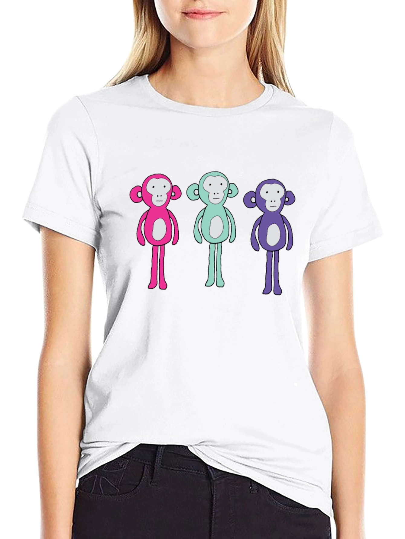 Black Monkey Trio T-Shirt - Quirky Graphic Tee view 9