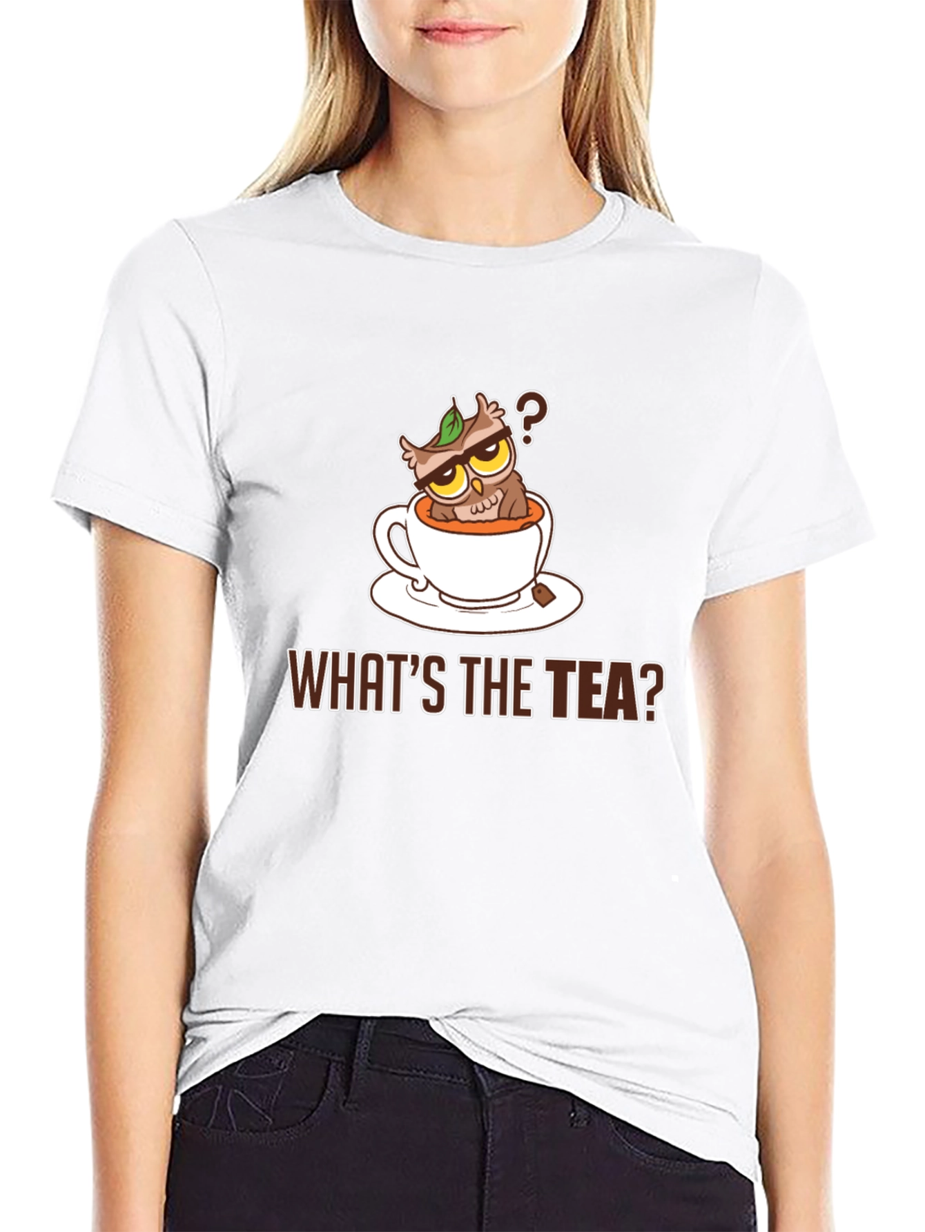 Black What's The Tea Owl Graphic Tee view 9