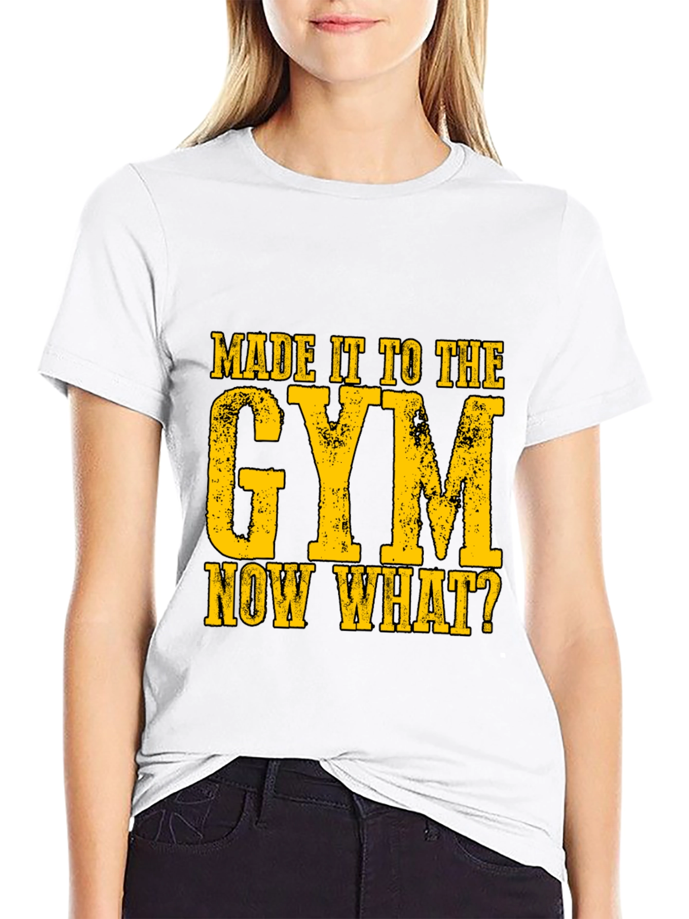 Black Gym Humor Graphic T-Shirt - "Made It To The Gym, Now What?" view 9