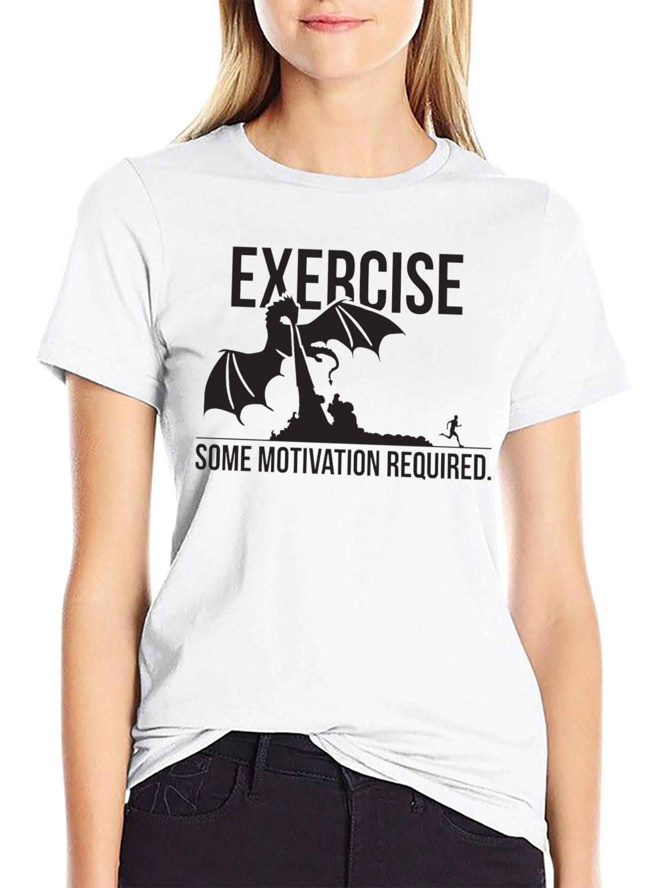 Black Exercise Motivation Dragon T-Shirt view 9