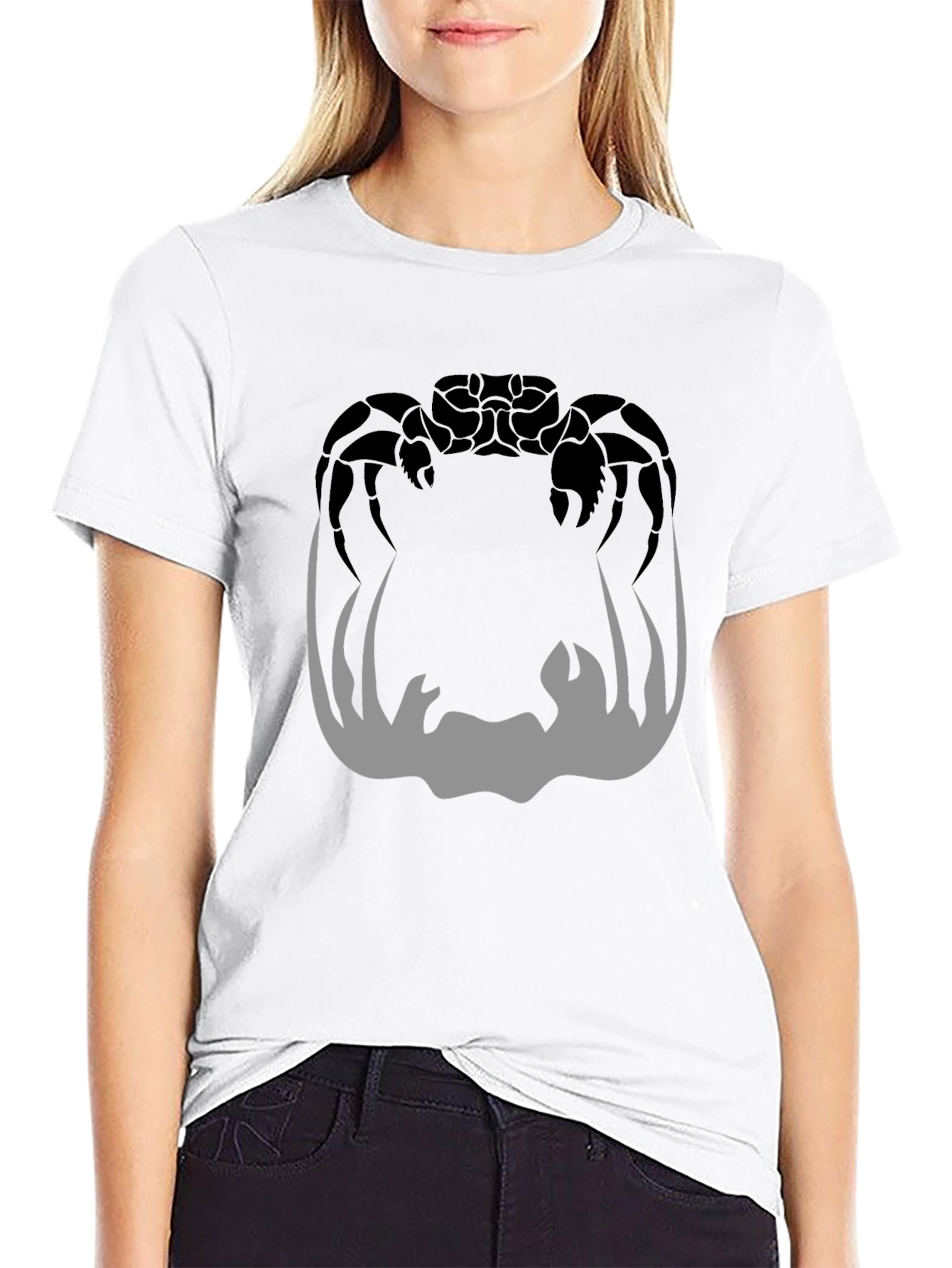 Black Crab Silhouette Graphic Print Men's Black T-Shirt view 9