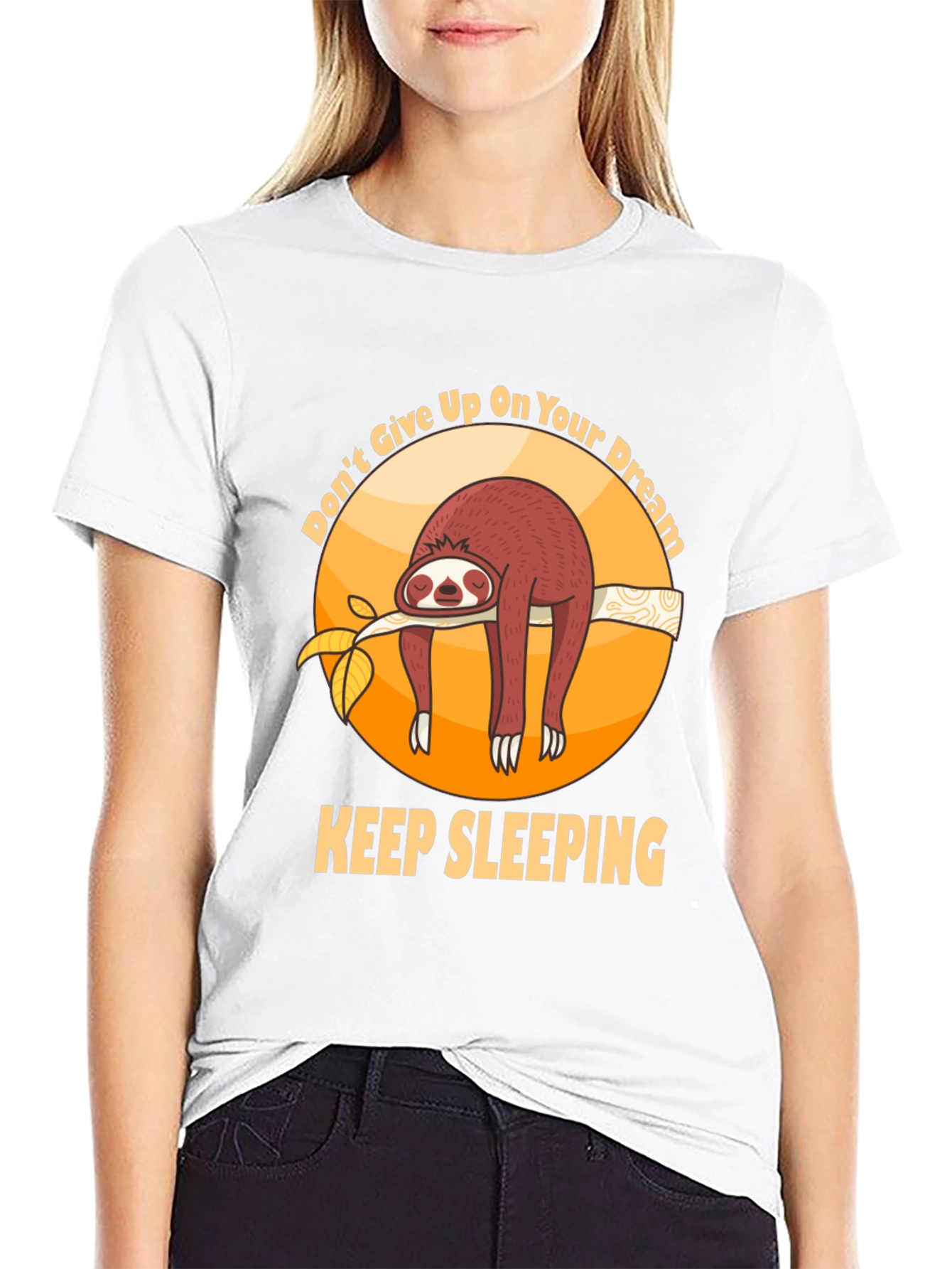 Black Don't Give Up On Your Dream Sloth T-shirt view 9