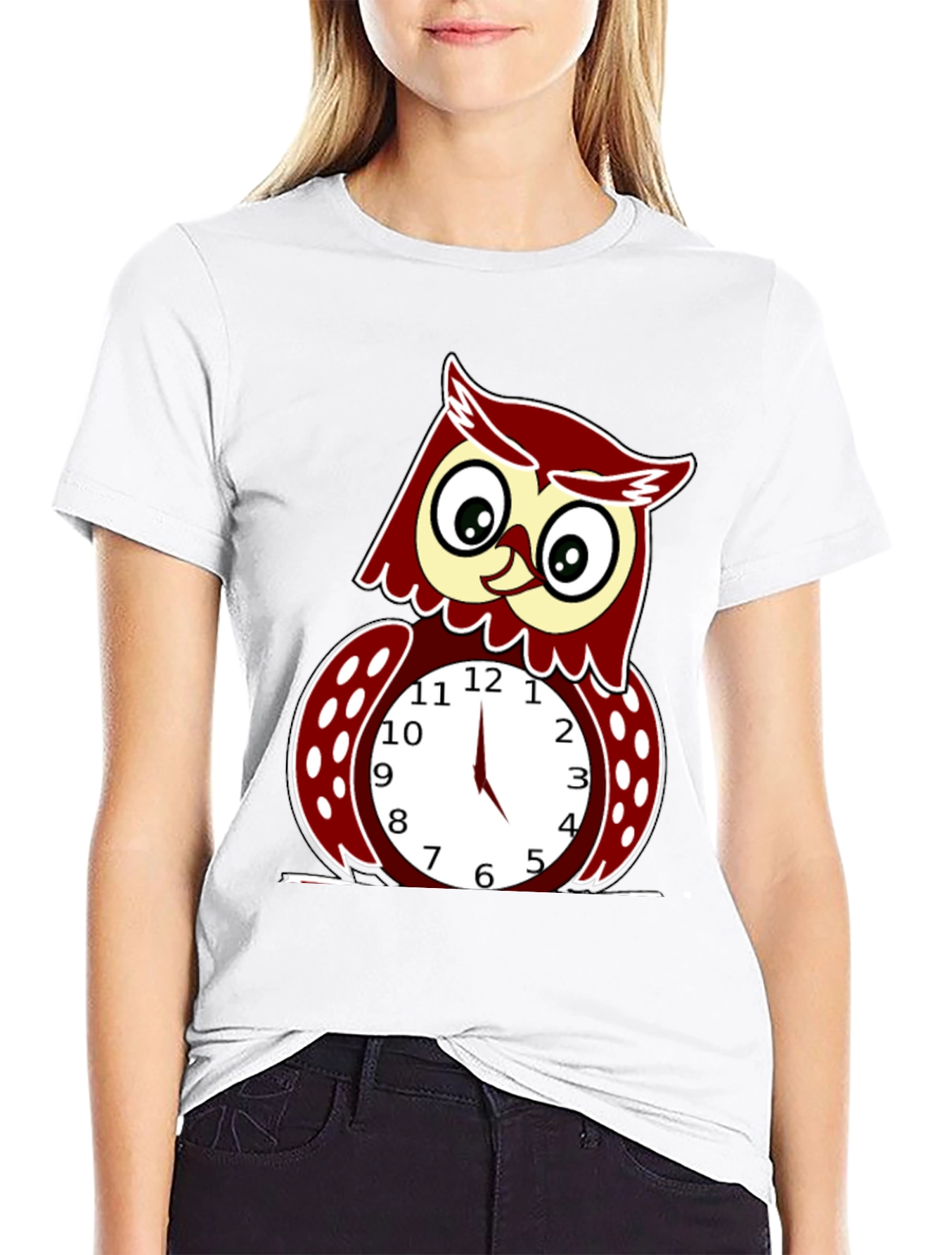 Black Funny Owl Clock Graphic T-Shirt - Mens view 9