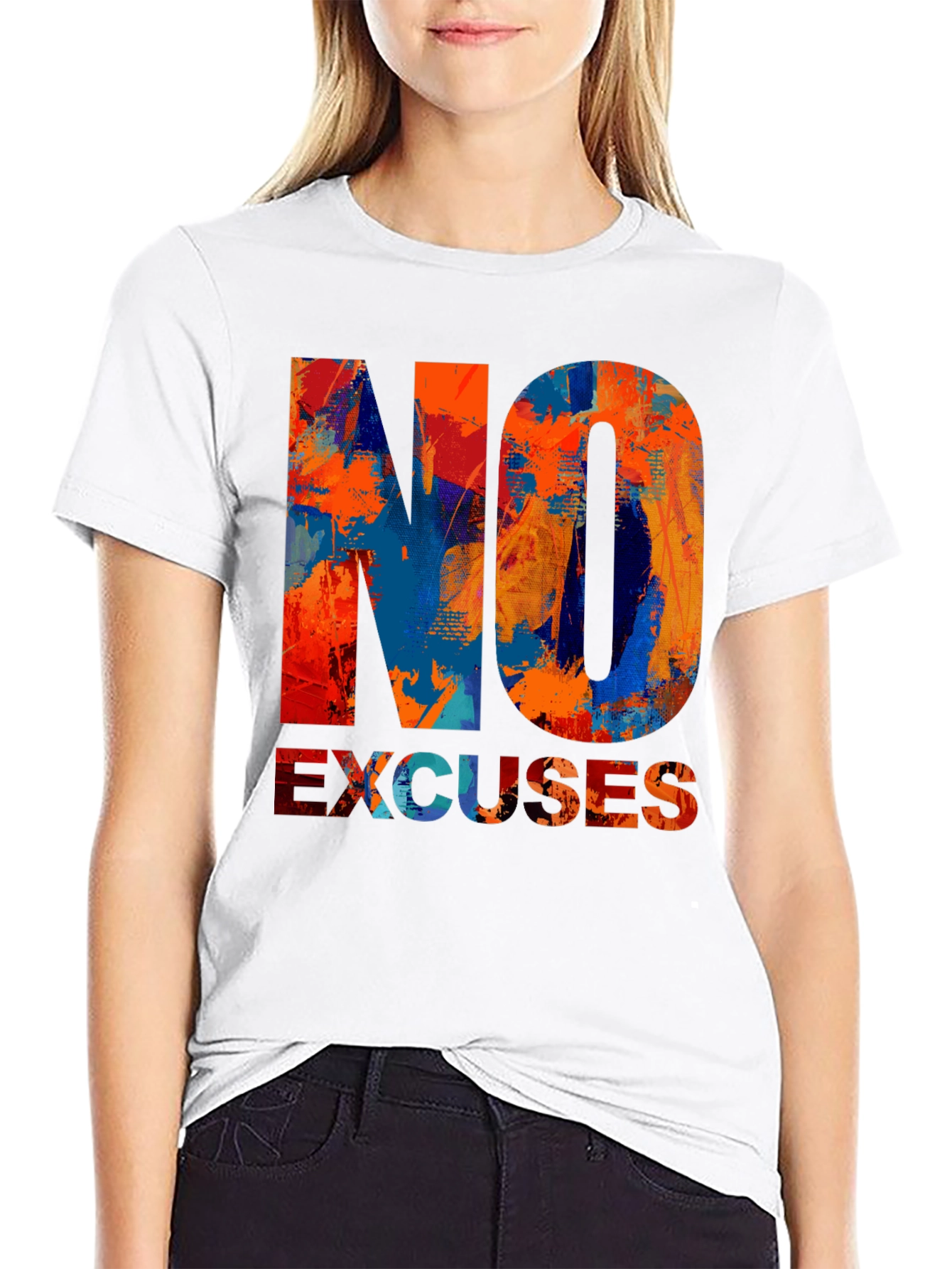 Black No Excuses Graphic T-Shirt - Motivational Design view 9