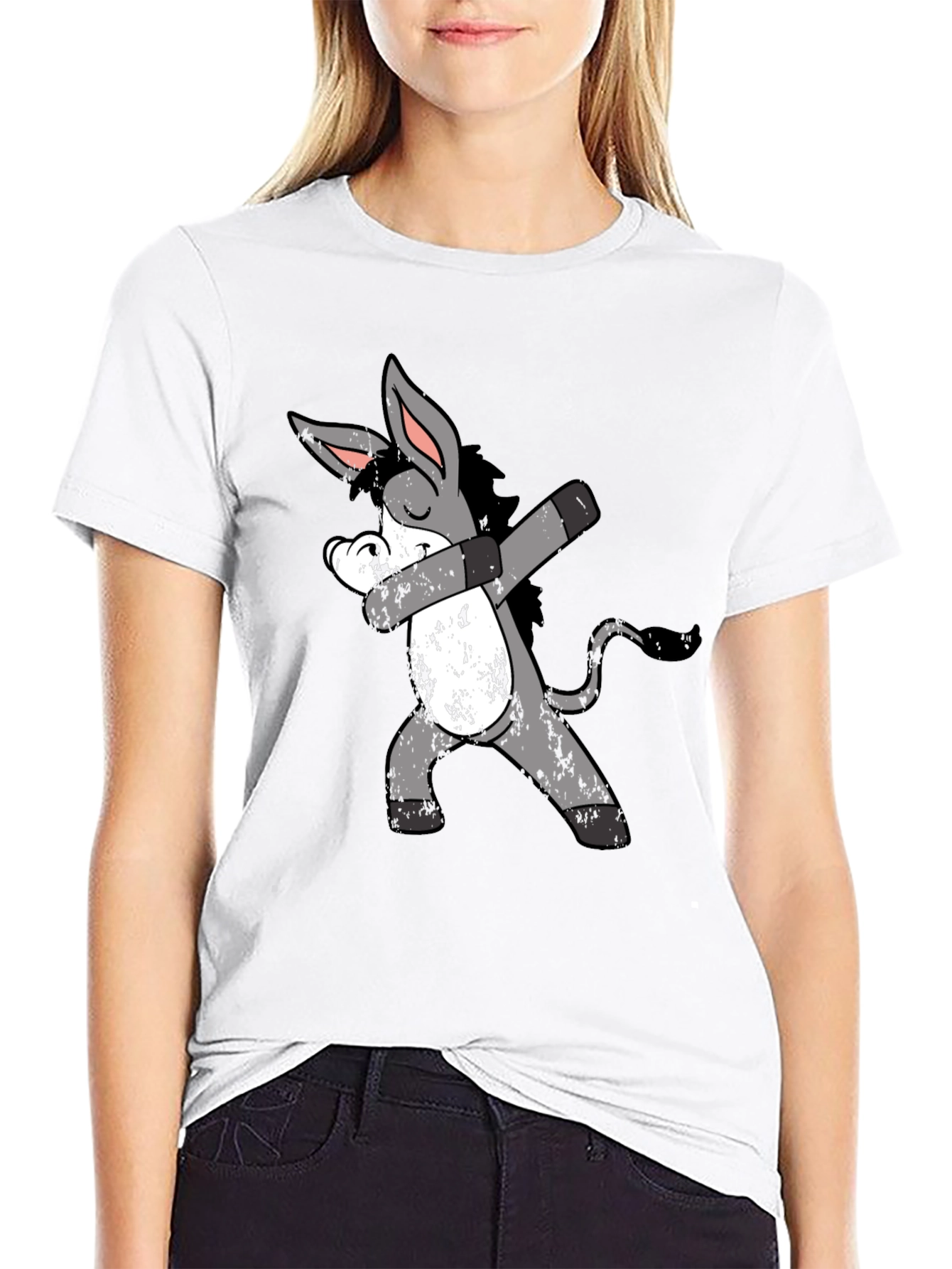 Black Dabbing Donkey Graphic Tee - Unique & Funny view 9