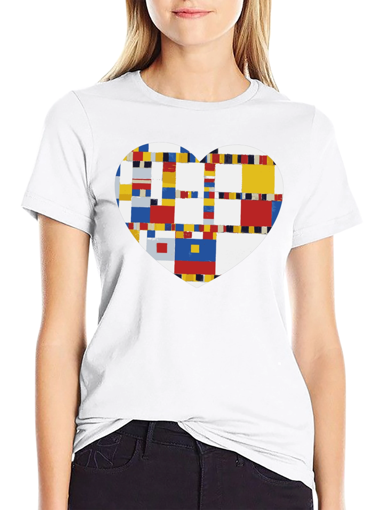 Black Mondrian Heart Graphic Tee - Black view 9