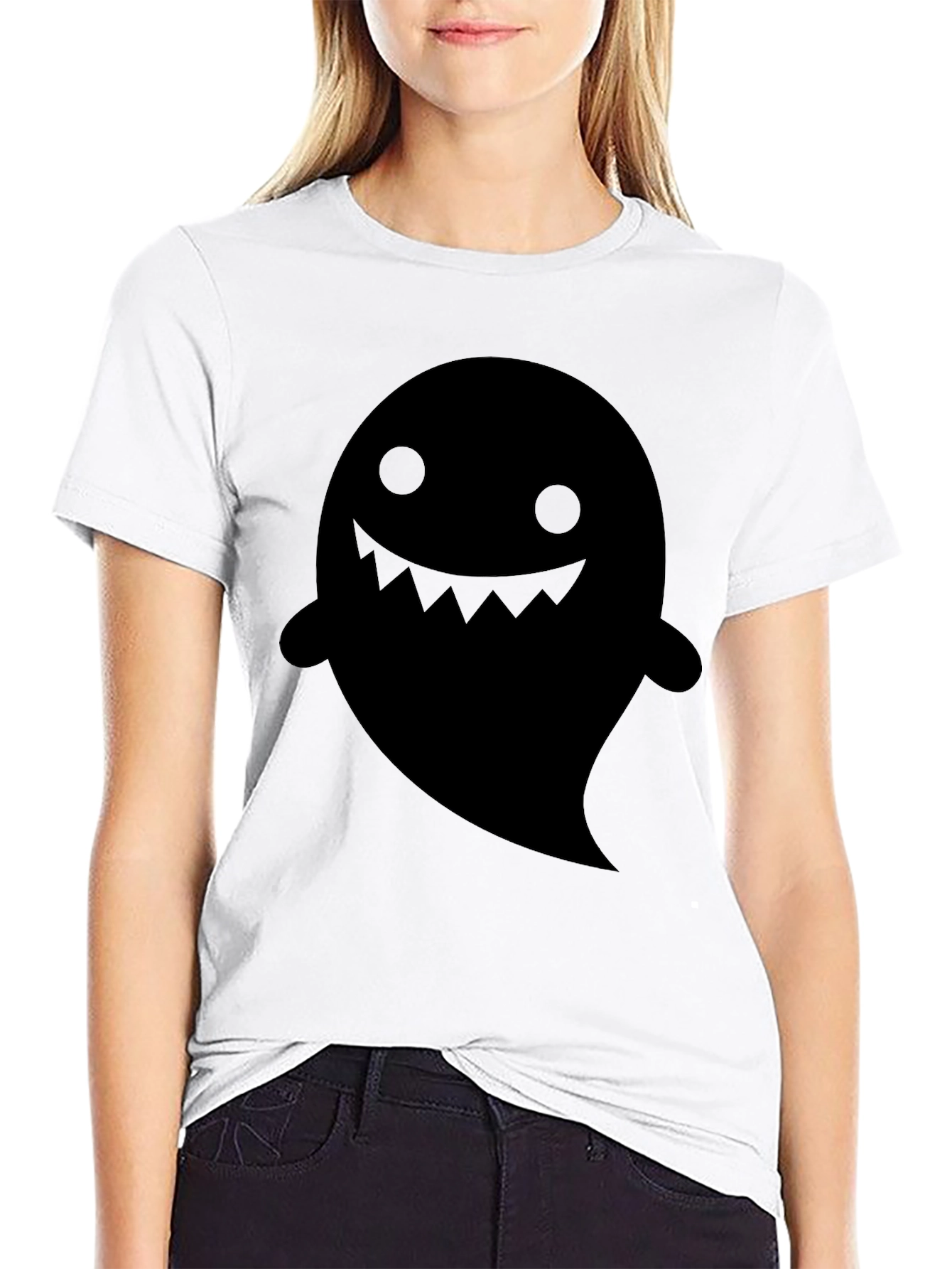 Black Spooky Ghost Graphic Tee - Black view 9