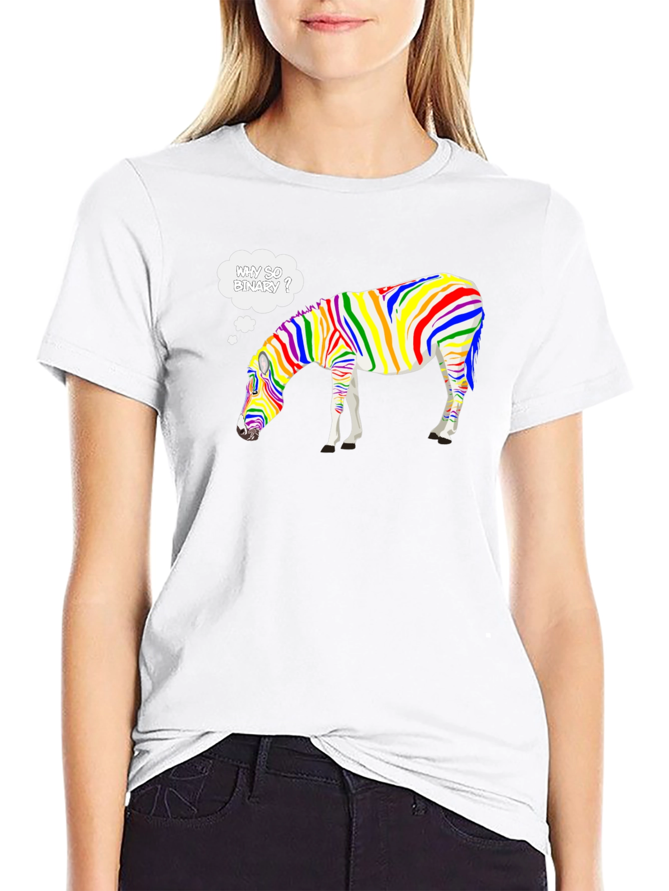 Black Why So Binary Zebra T-Shirt - Rainbow Pride Tee view 9