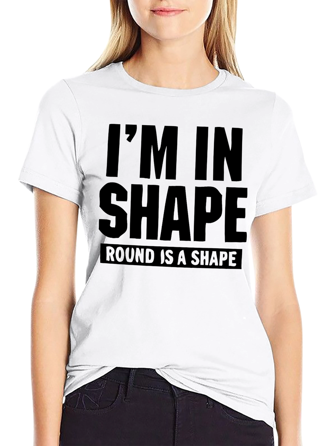 Black Funny 'Round is a Shape' T-Shirt view 9
