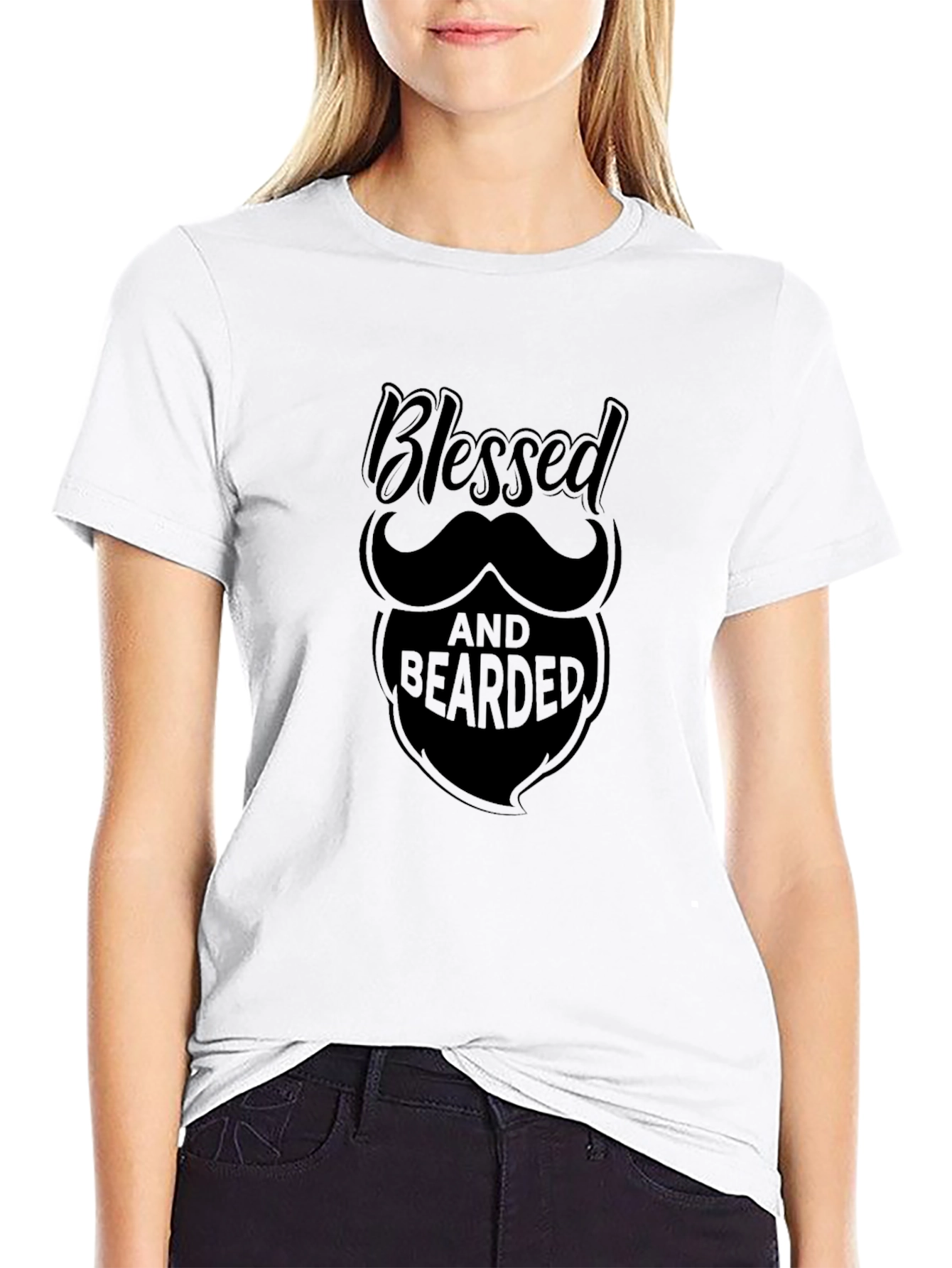 Black Blessed and Bearded Graphic T-Shirt - Black view 9