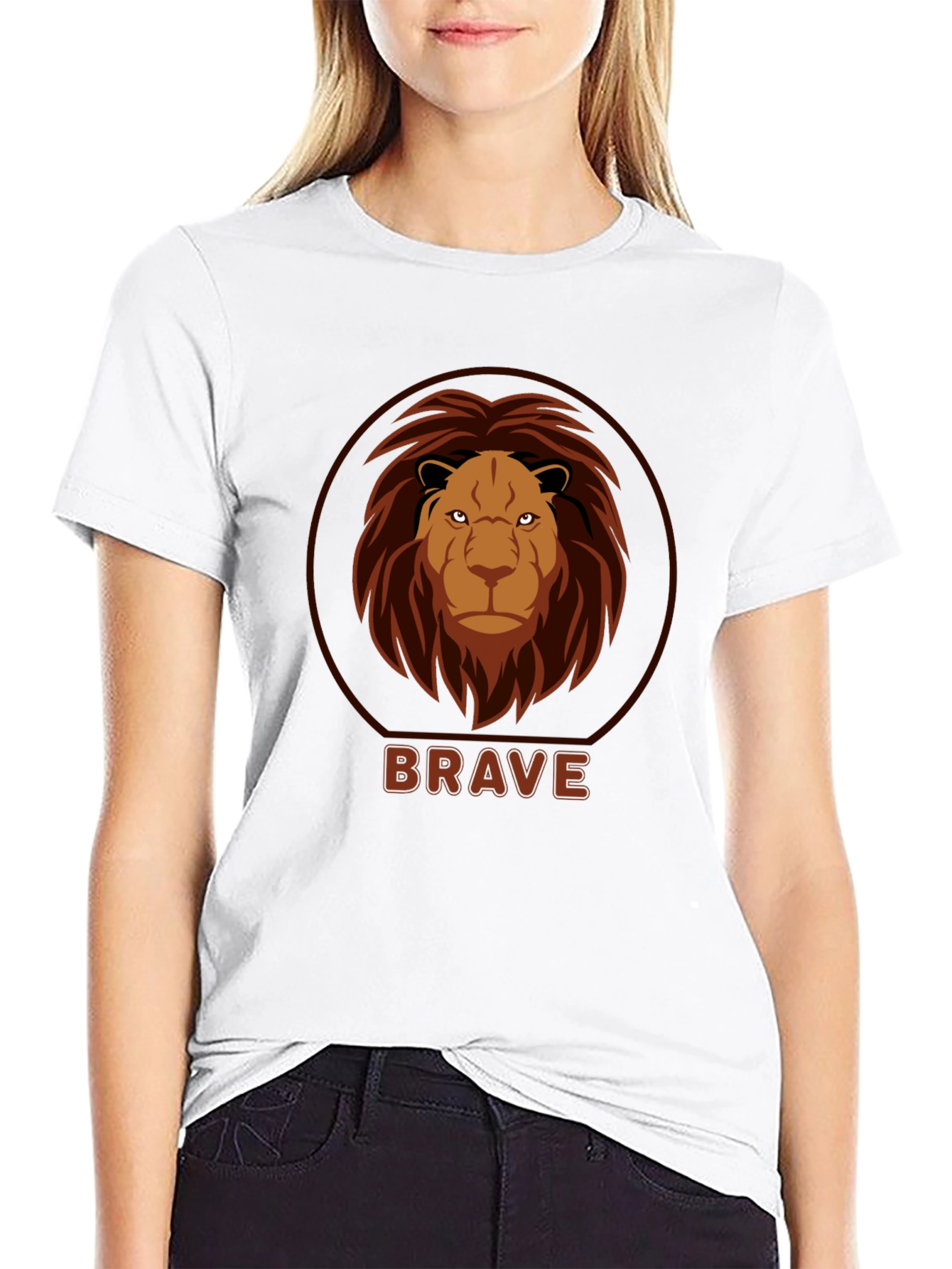 Black Brave Lion Graphic Black T-Shirt view 9