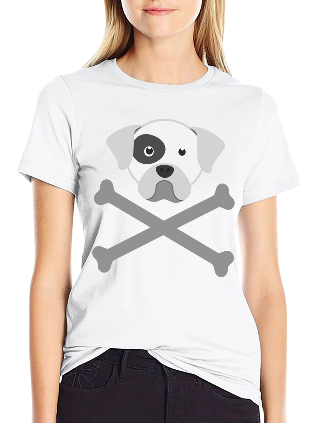 Black Dog Skull & Crossbones Graphic Tee - Men's Black T-Shirt view 9
