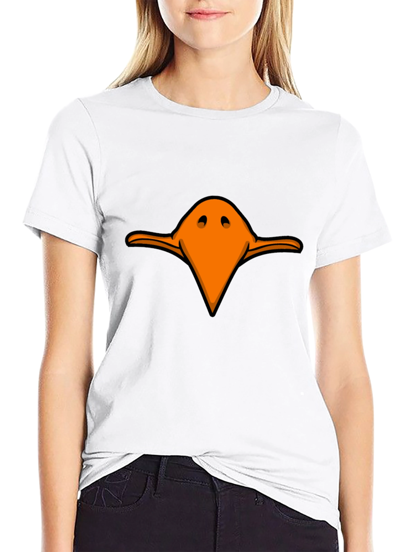 Black Cartoon Bird Beak Graphic T-Shirt view 9