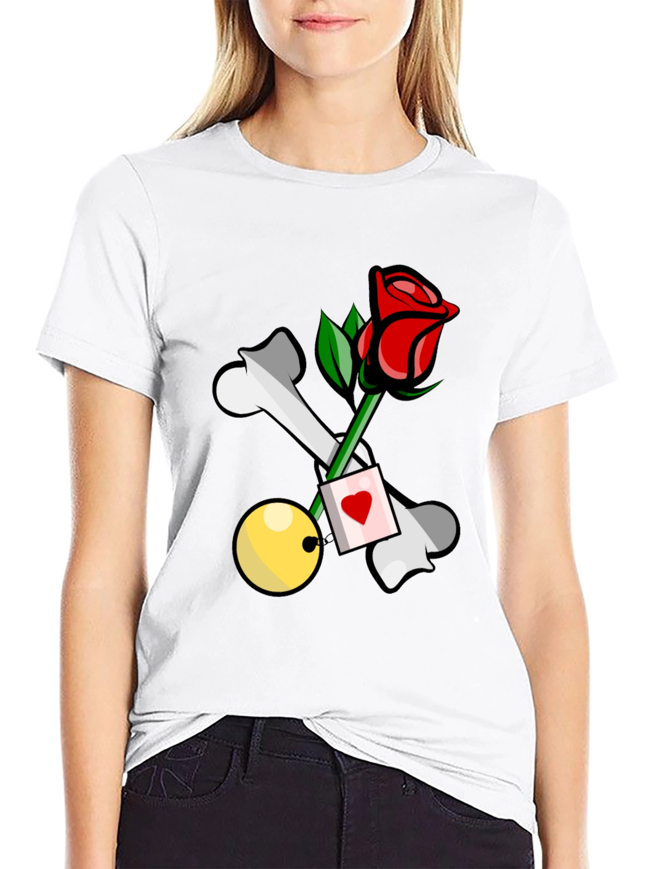 Black Rose & Bones Graphic Tee - Edgy Style view 9