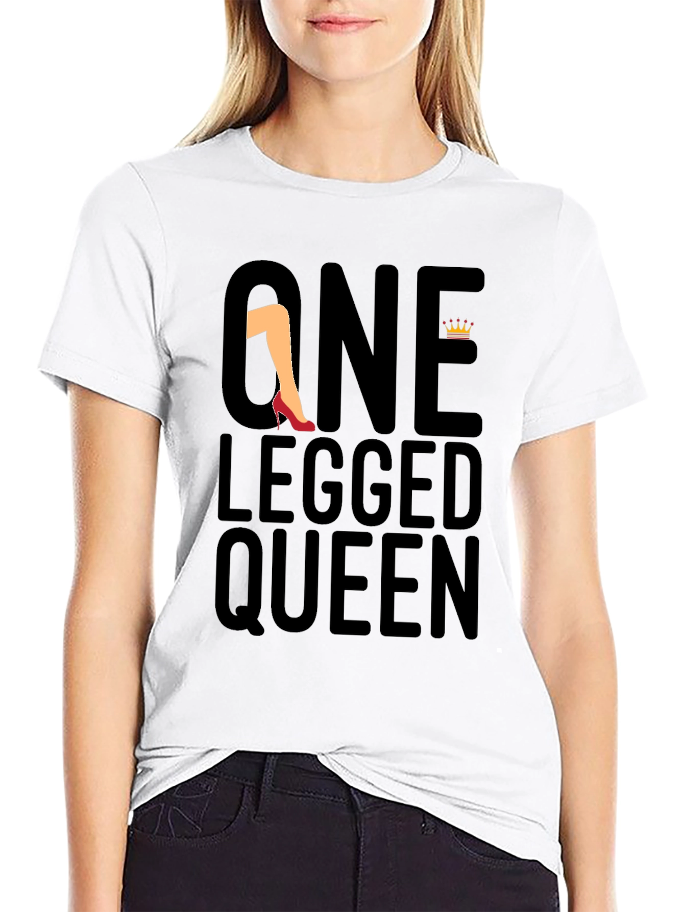 Black One Legged Queen Black Graphic Tee view 9