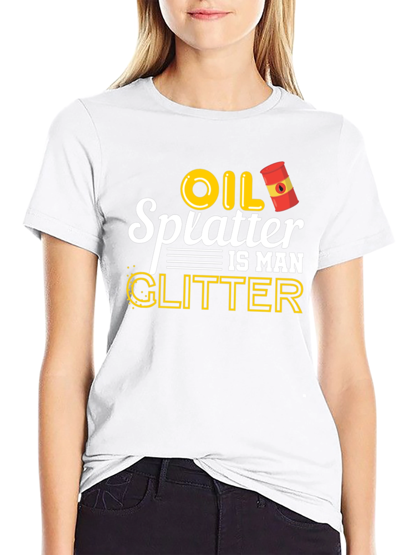 Black Oil Splatter is Man Glitter Graphic T-Shirt view 9