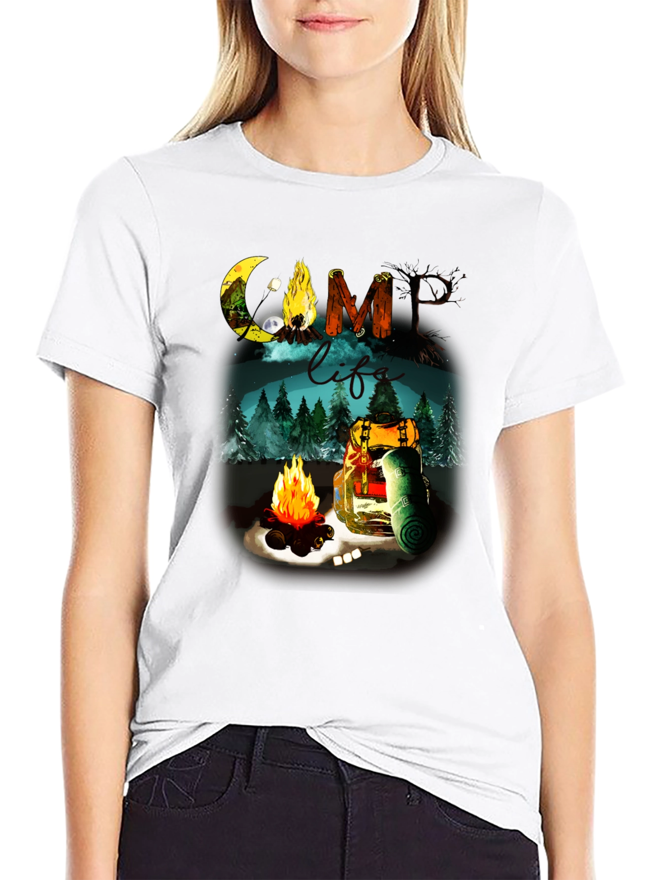 Black Camping Life Graphic Tee - Black Outdoor Adventure Shirt view 9