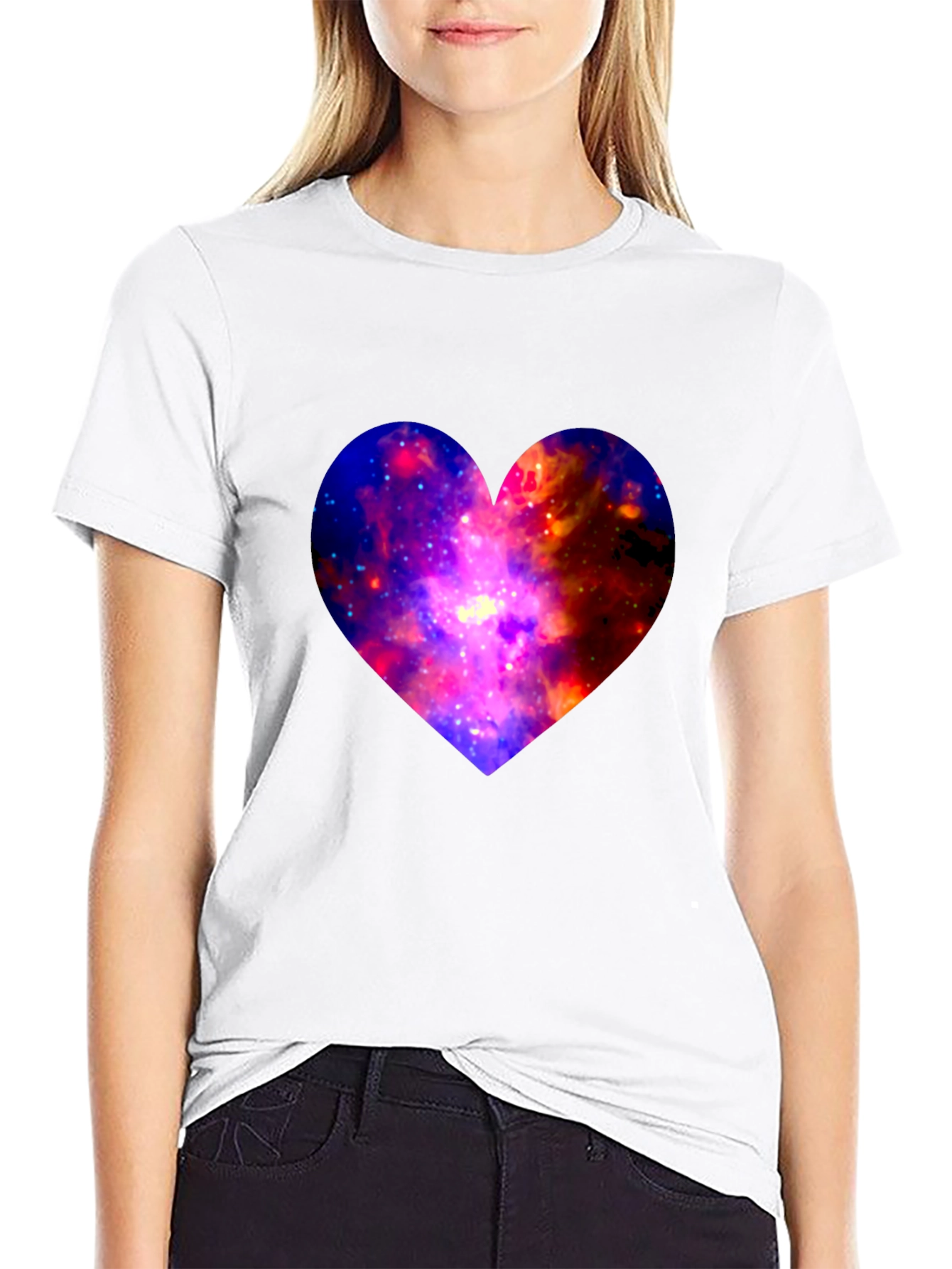 Black Galaxy Heart Graphic Tee - Modern Black T-Shirt view 9